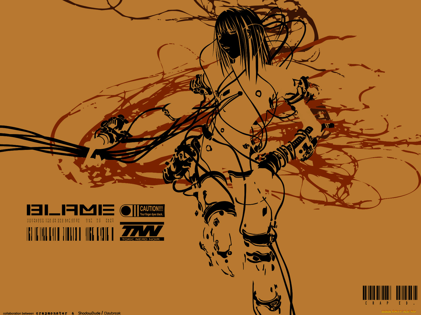 аниме, blame, cibo, девушка, провода