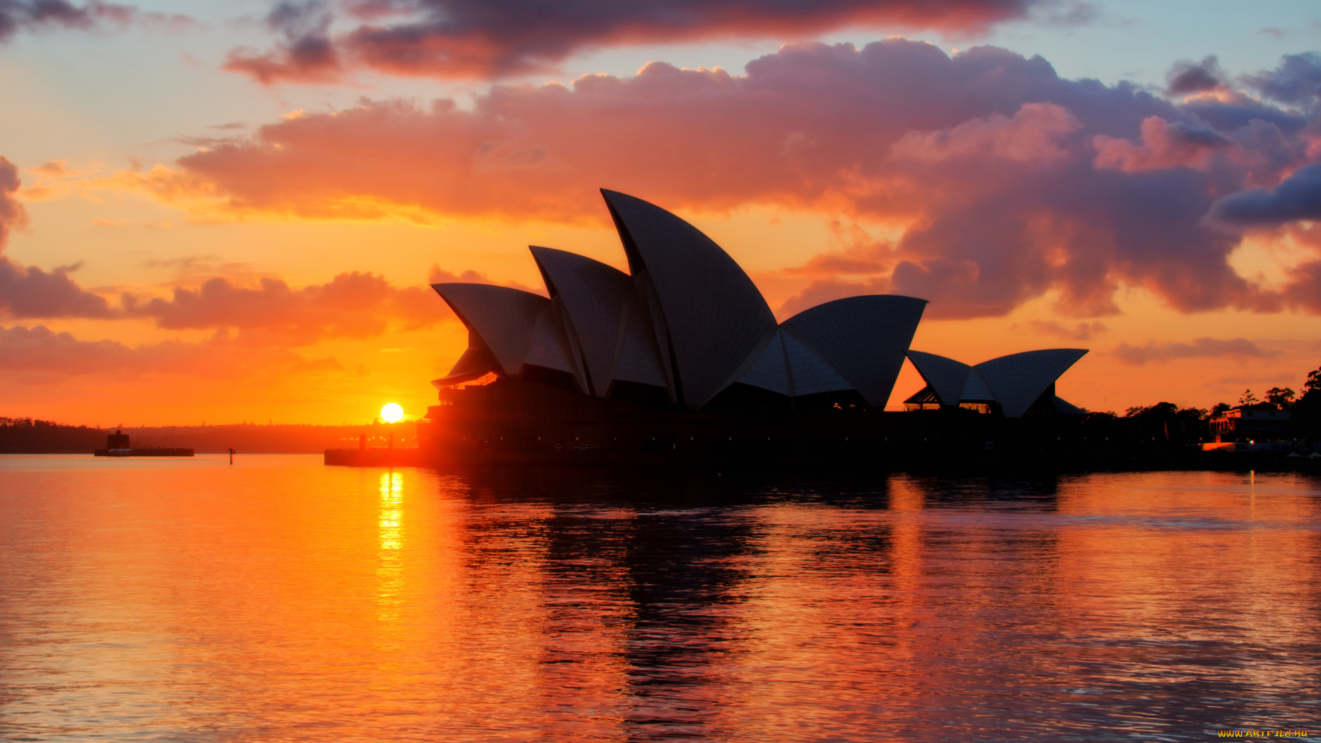 города, сидней, австралия, закат, вечер, солнце