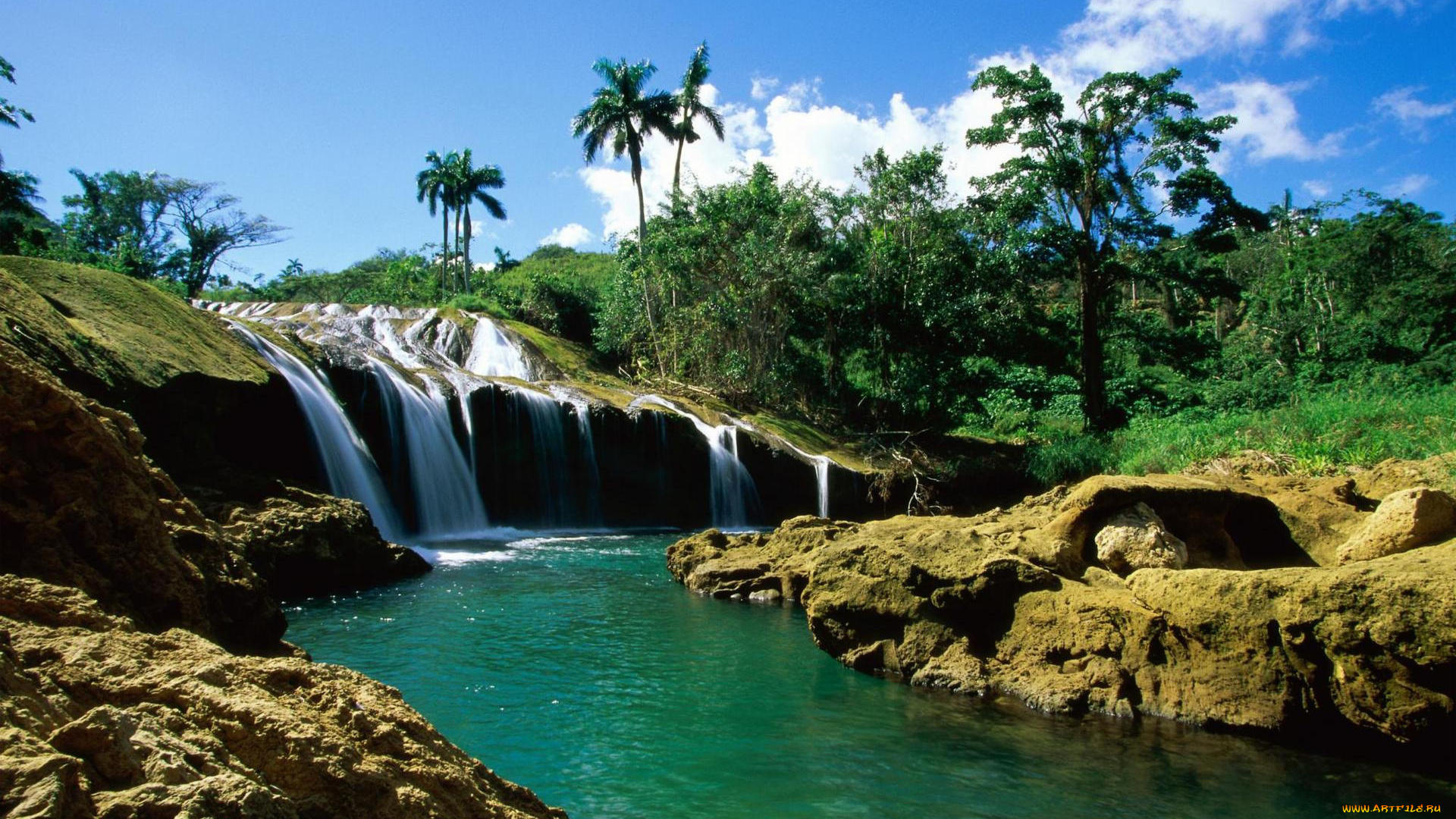 природа, водопады, водопад, камни, вода