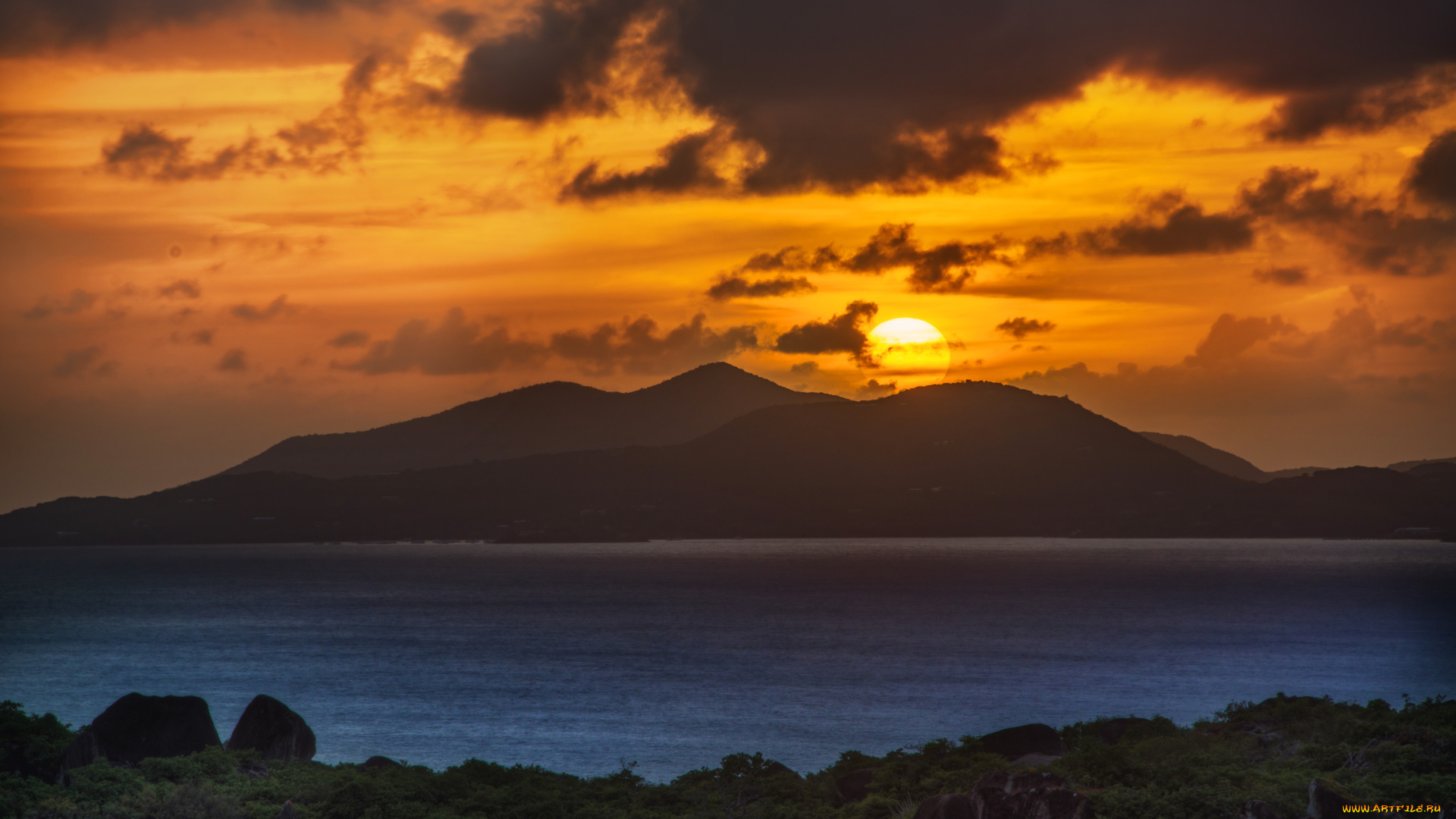 природа, восходы, закаты, океан, солнце, закат, вечер