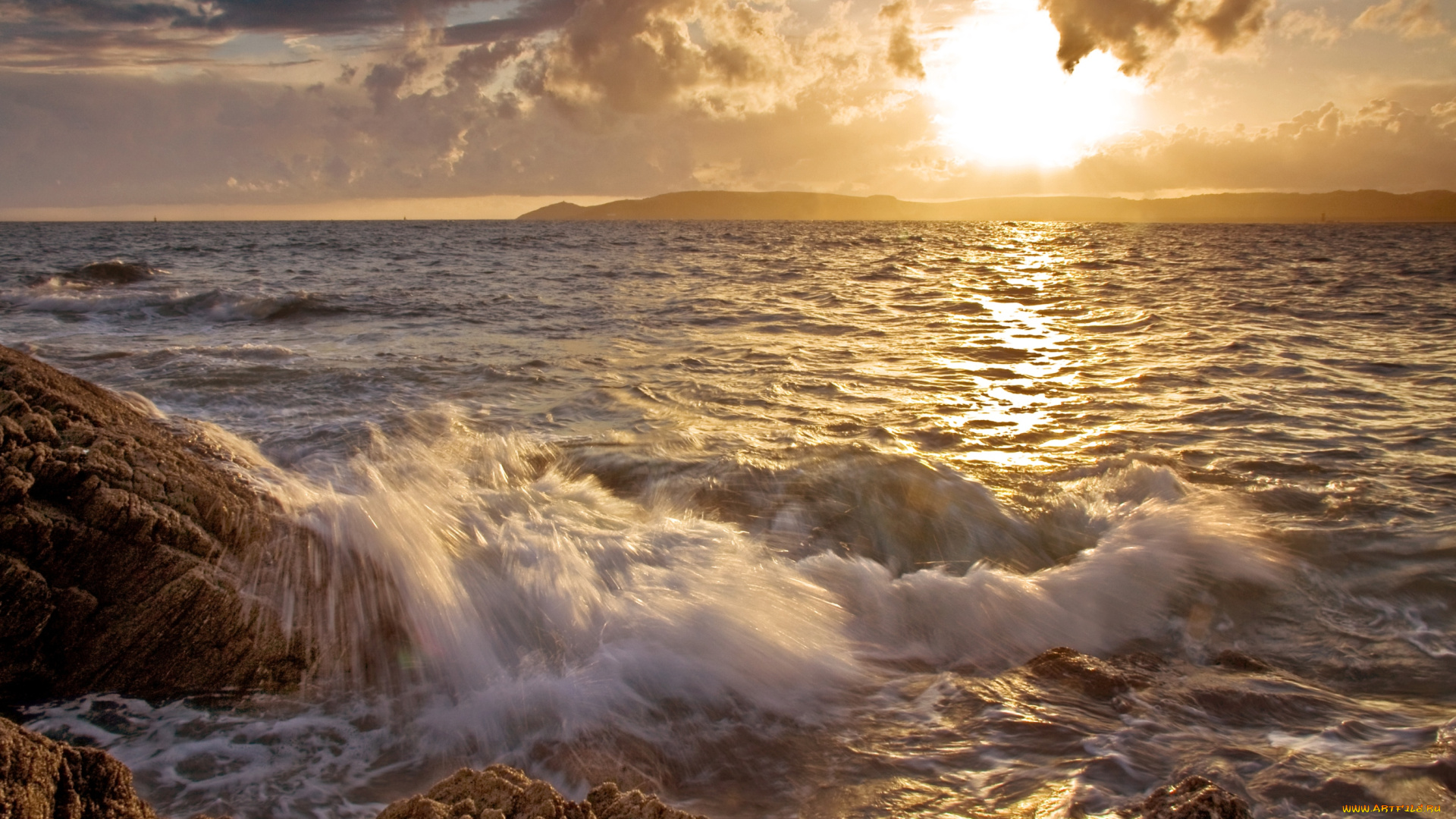 природа, восходы, закаты, волны, закат, вода