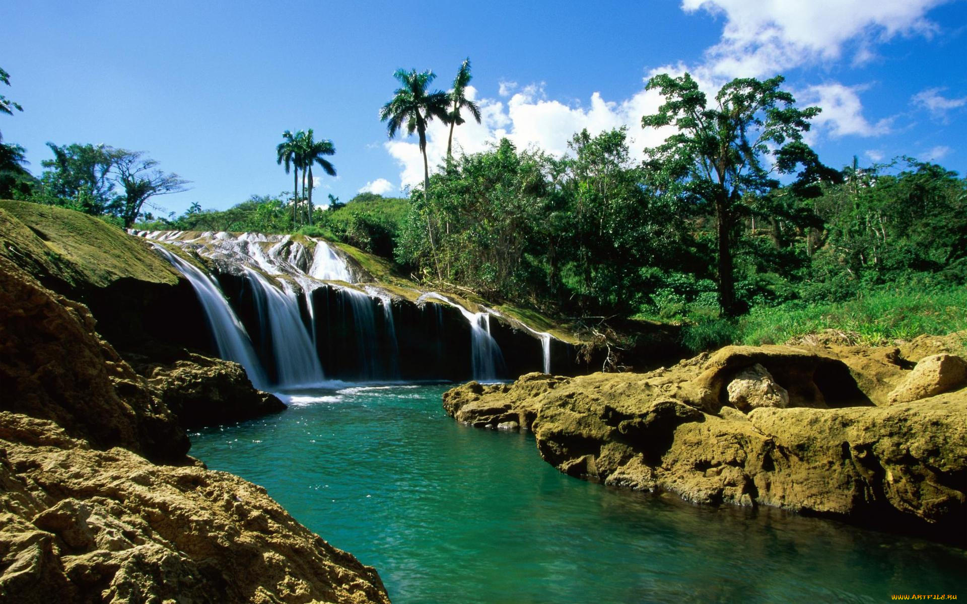 природа, водопады, водопад, камни, вода