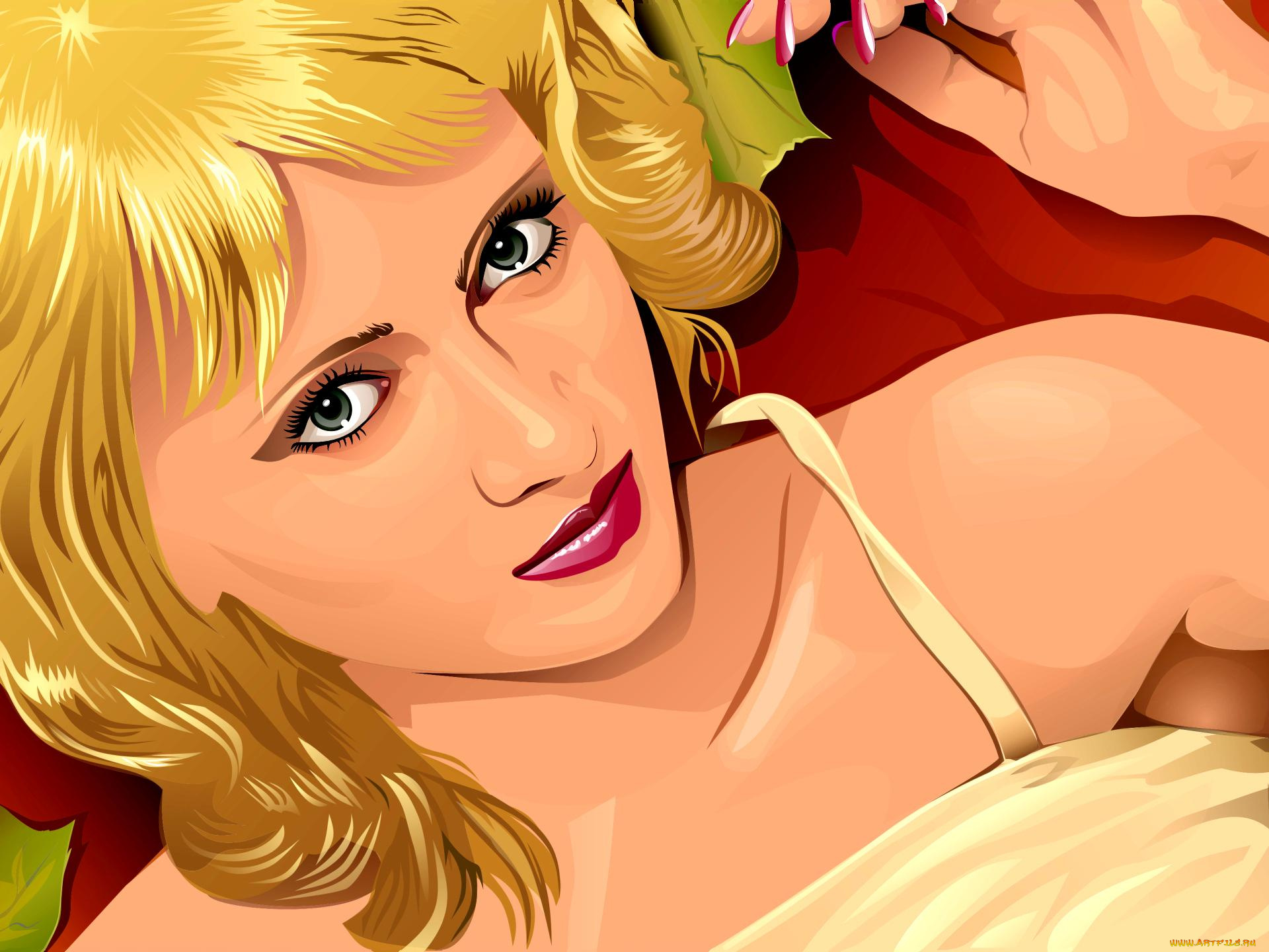 рисованные, люди, взгляд, лицо