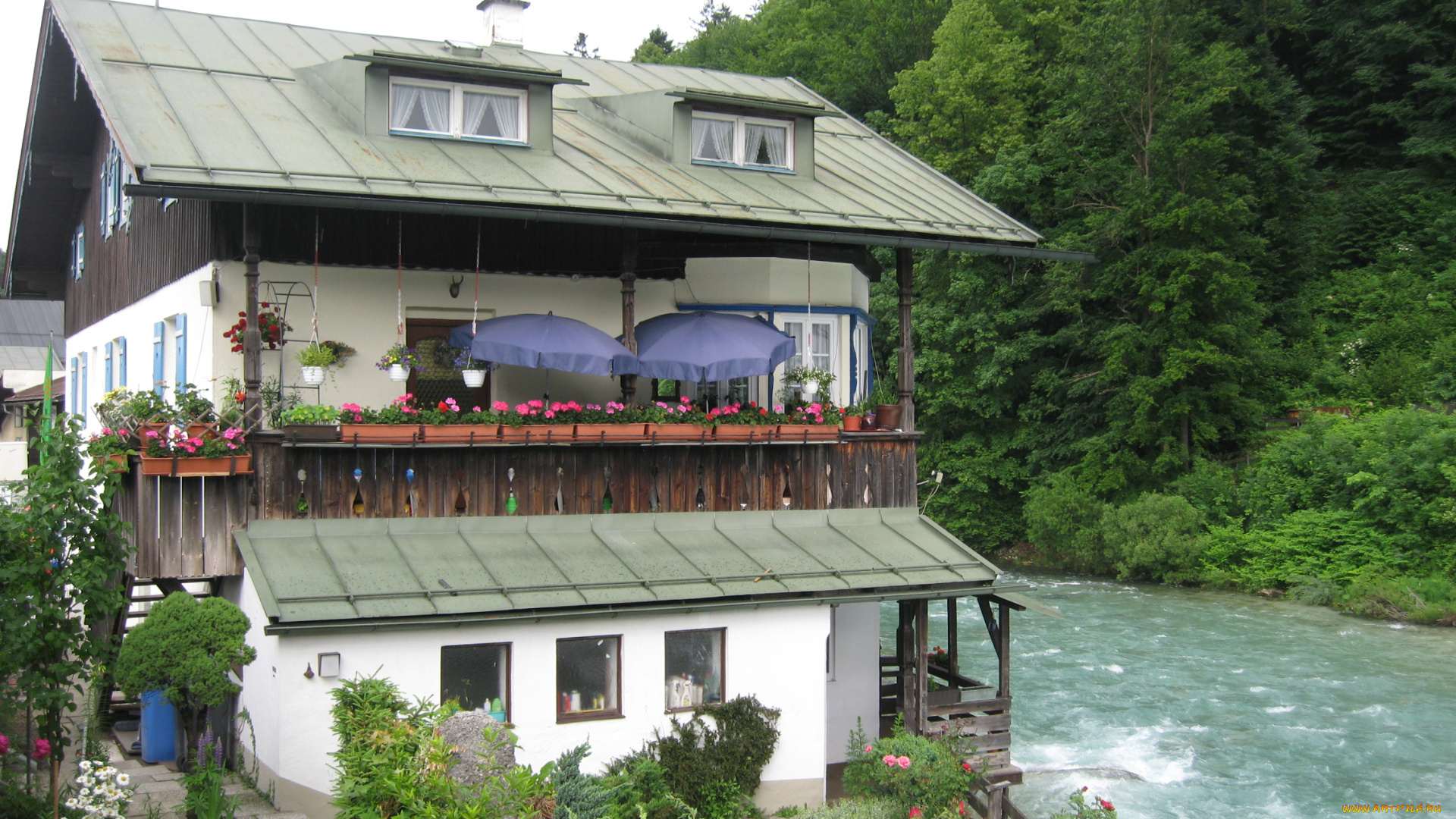 города, здания, дома, лес, река, дом, швейцария