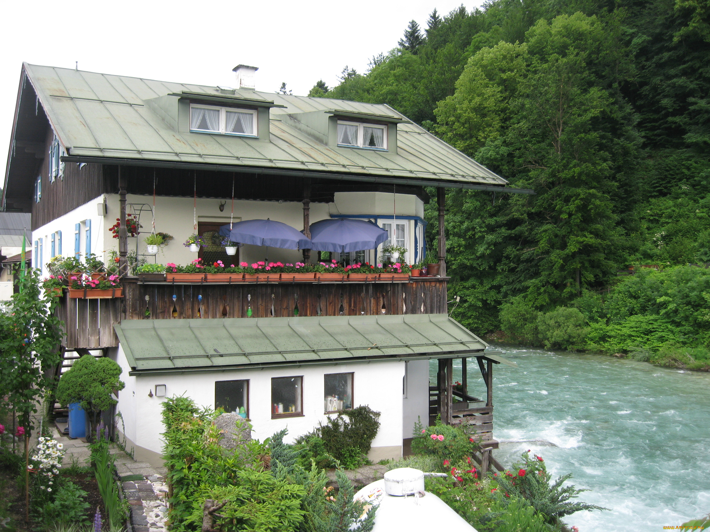 города, здания, дома, лес, река, дом, швейцария