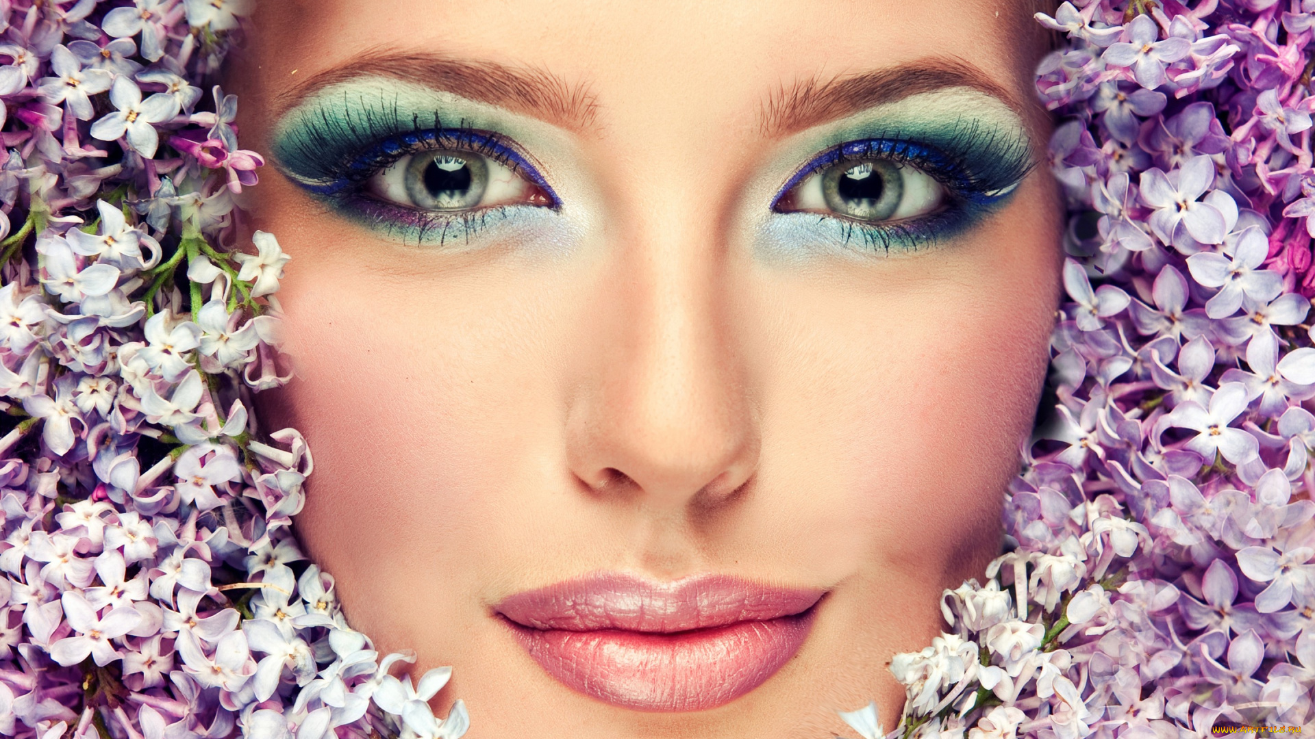 девушки, -unsort, , лица, , портреты, губы, взгляд, ресницы, макияж, лицо, цветы, красивая, девушка, модель