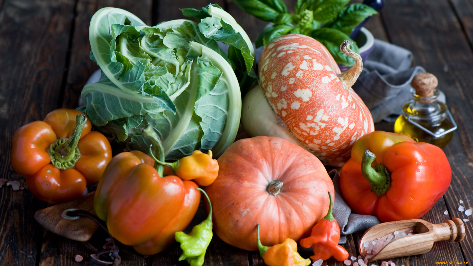 еда, овощи, тыква, капуста, перец