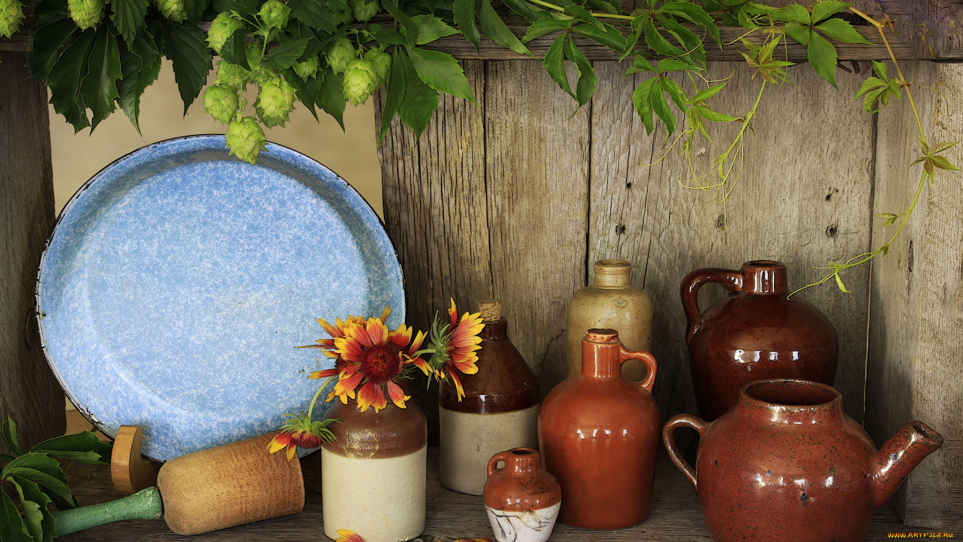 разное, посуда, , столовые, приборы, , кухонная, утварь, листья, хмель, графины