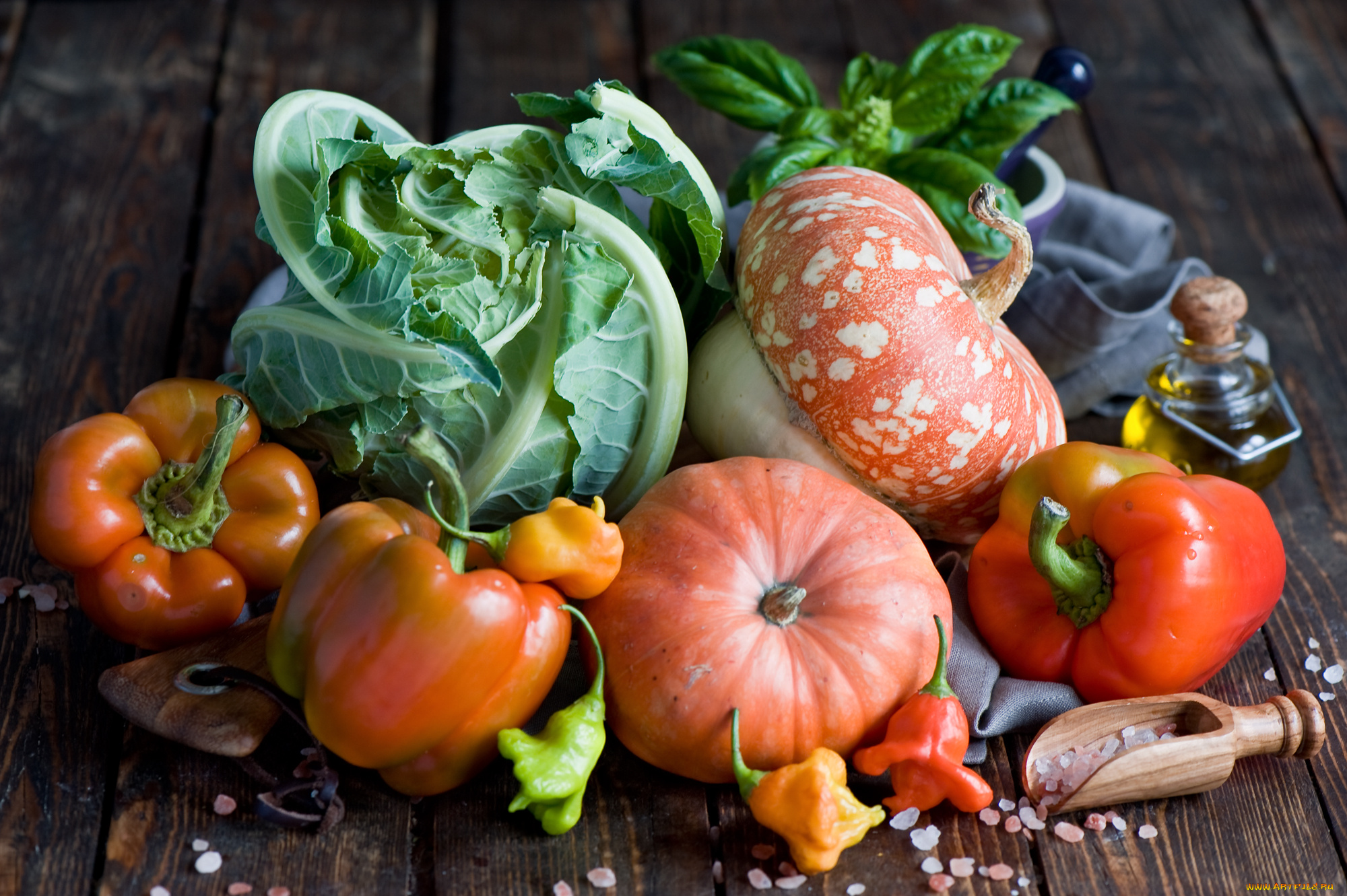 еда, овощи, тыква, капуста, перец
