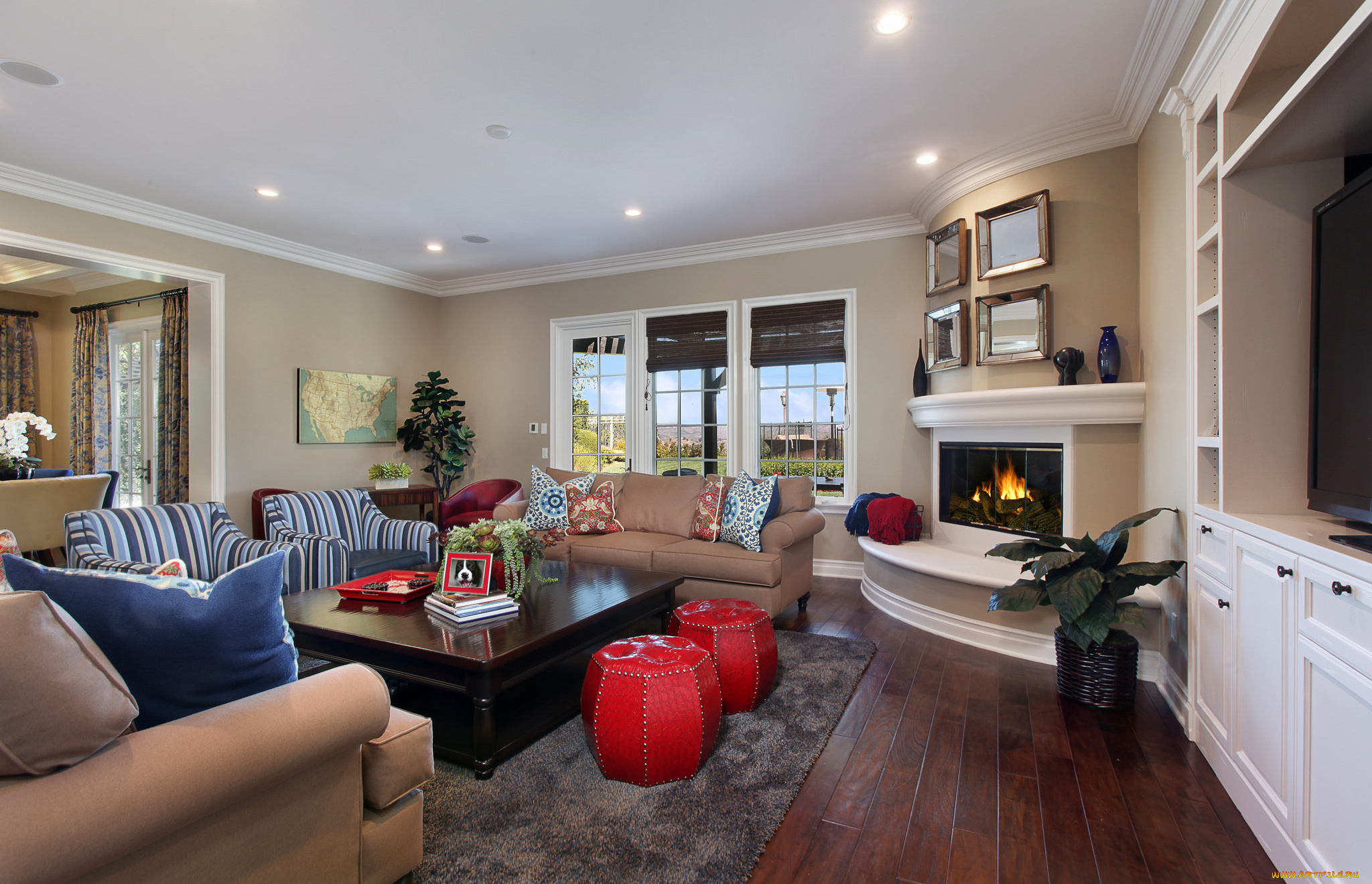 интерьер, гостиная, оформление, цветы, мебель, дизайн