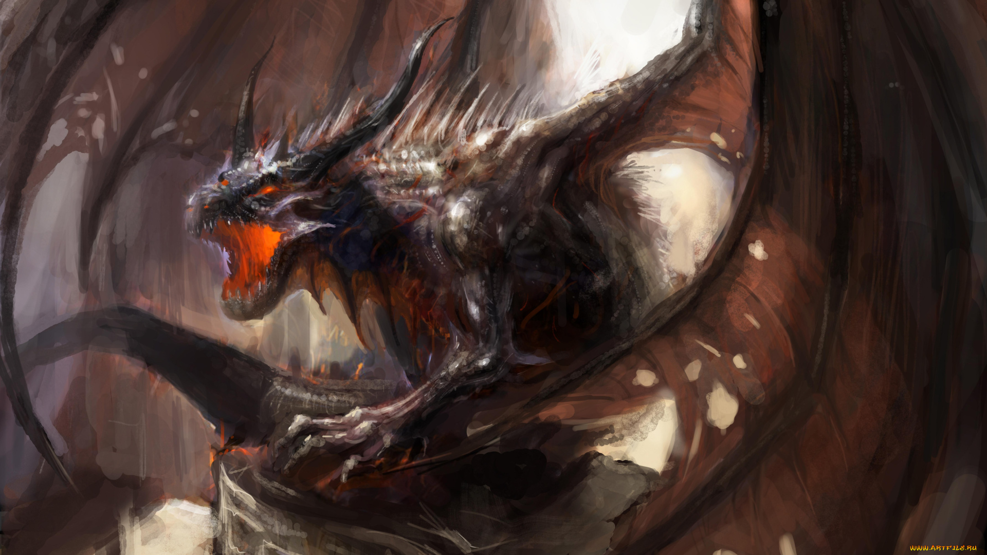 фэнтези, драконы, дракон, крылья, пасть