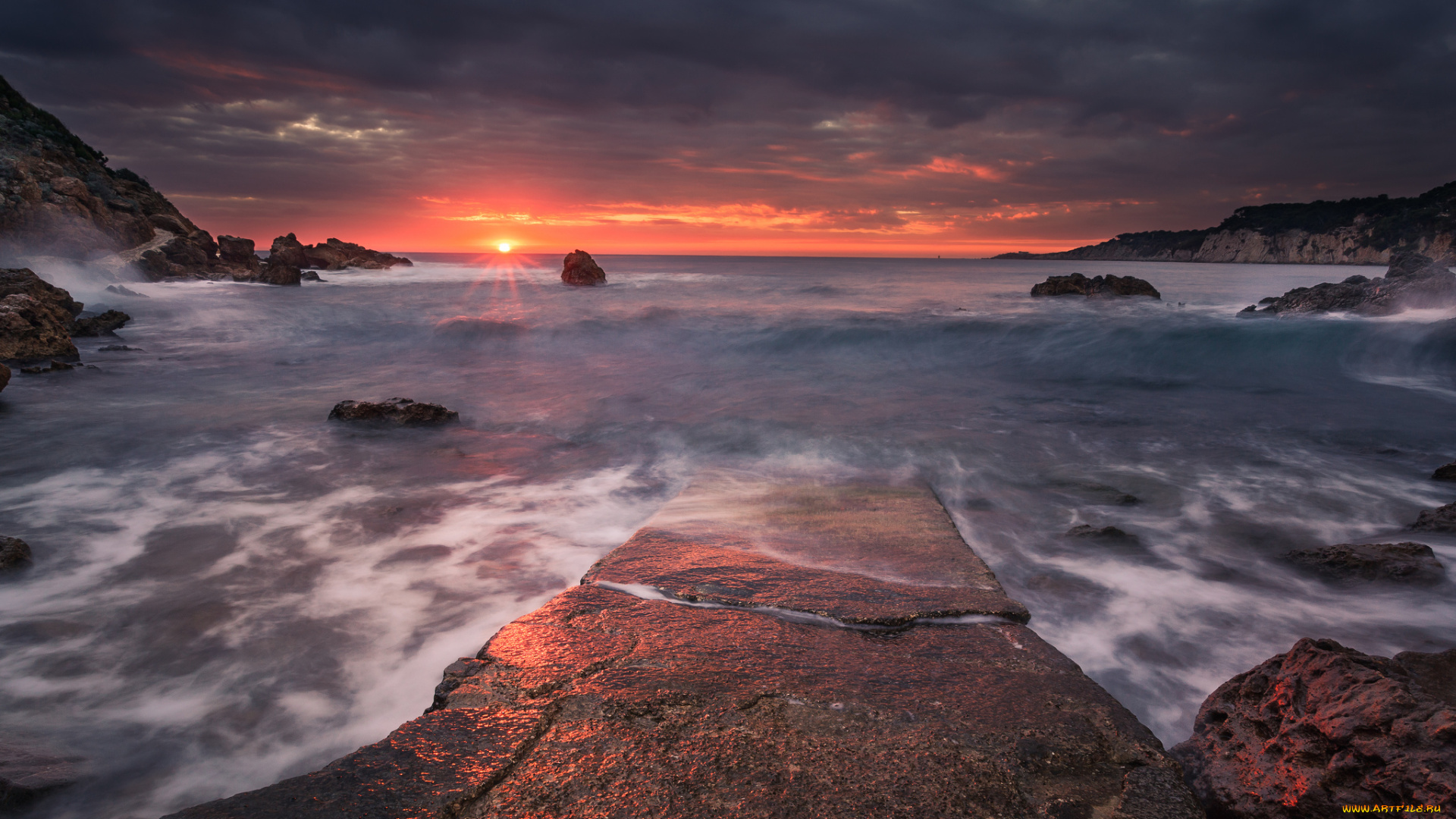 природа, восходы, закаты, море, залив