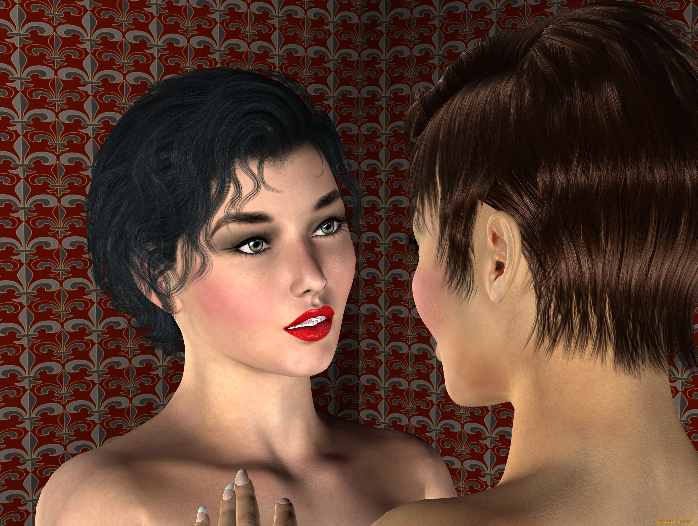 3д, графика, портрет, , portraits, фон, взгляд, девушки