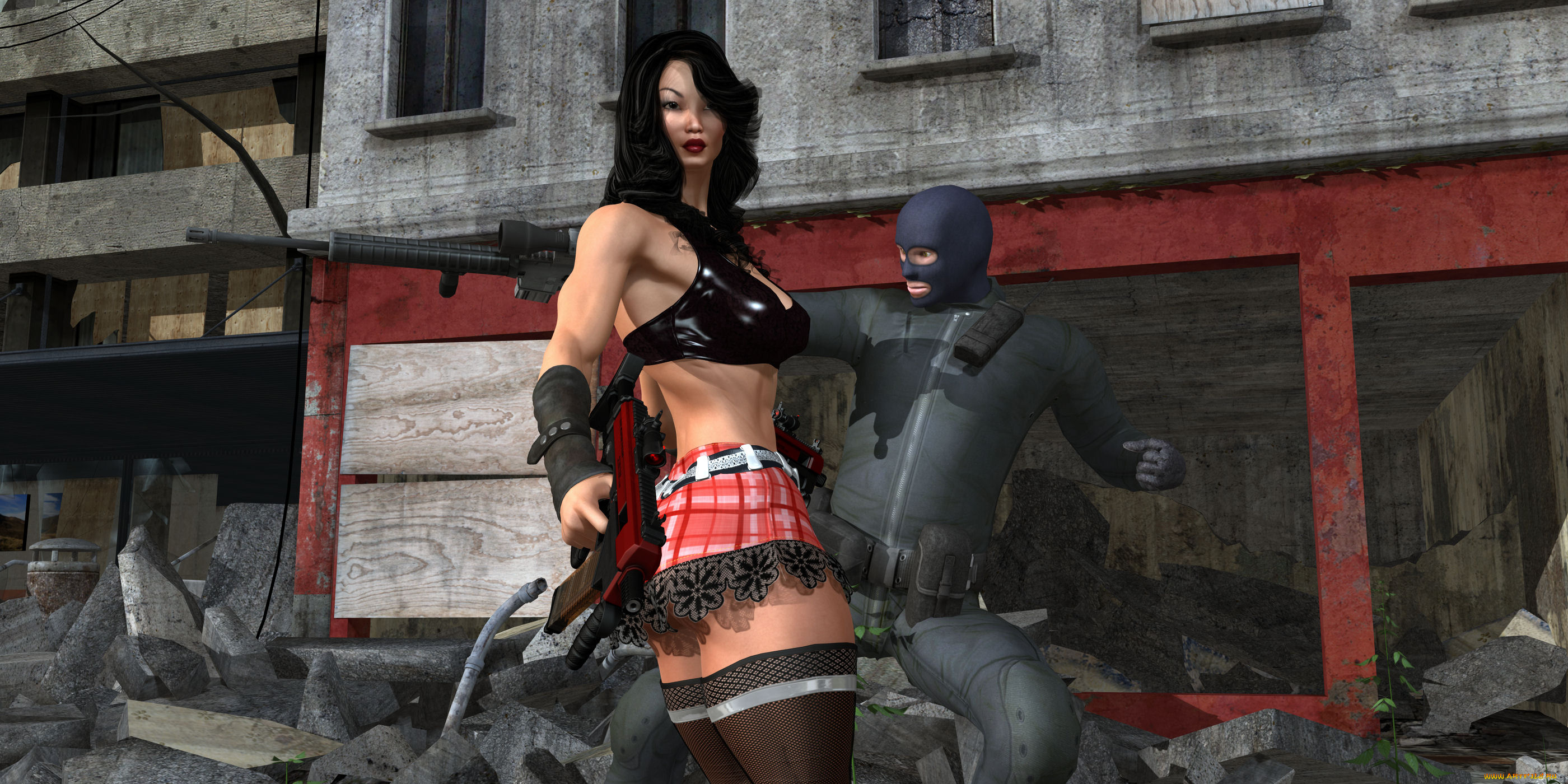 3д, графика, фантазия, , fantasy, девушка, взгляд, фон, оружие