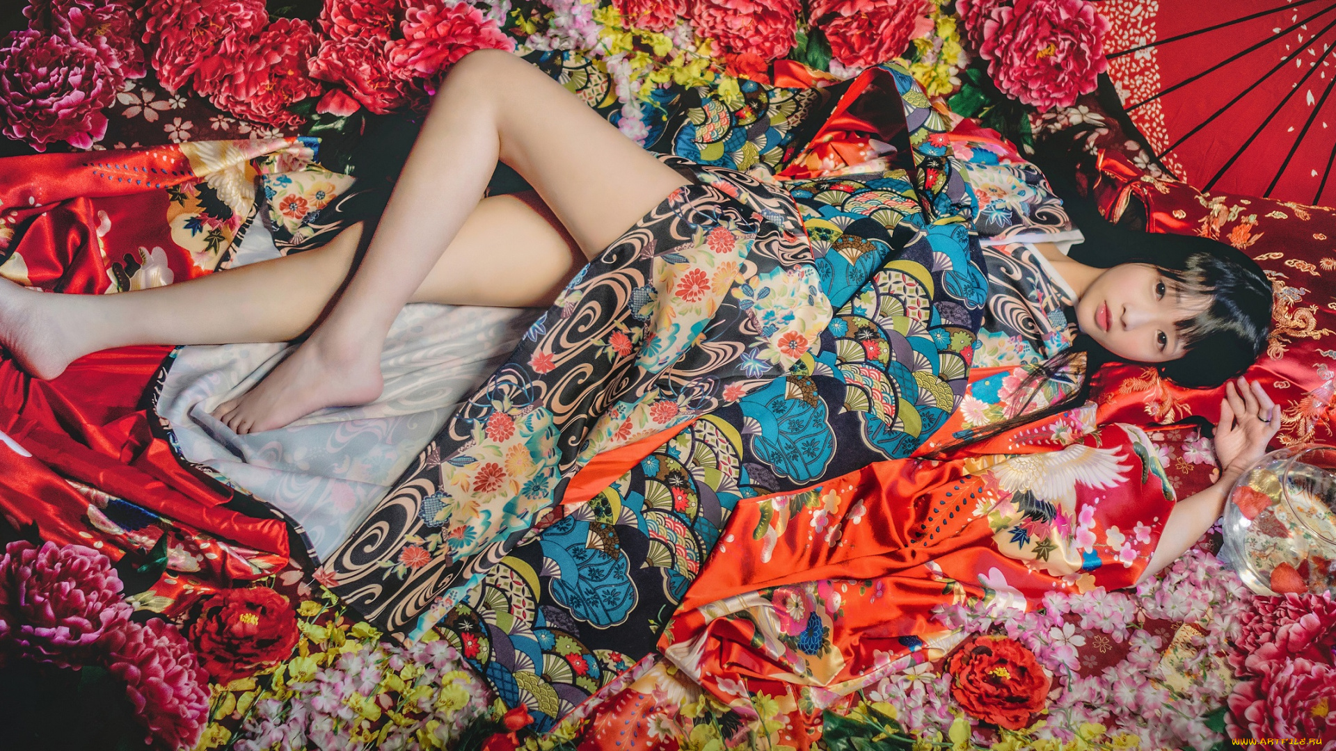 девушки, -unsort, , азиатки, лежит