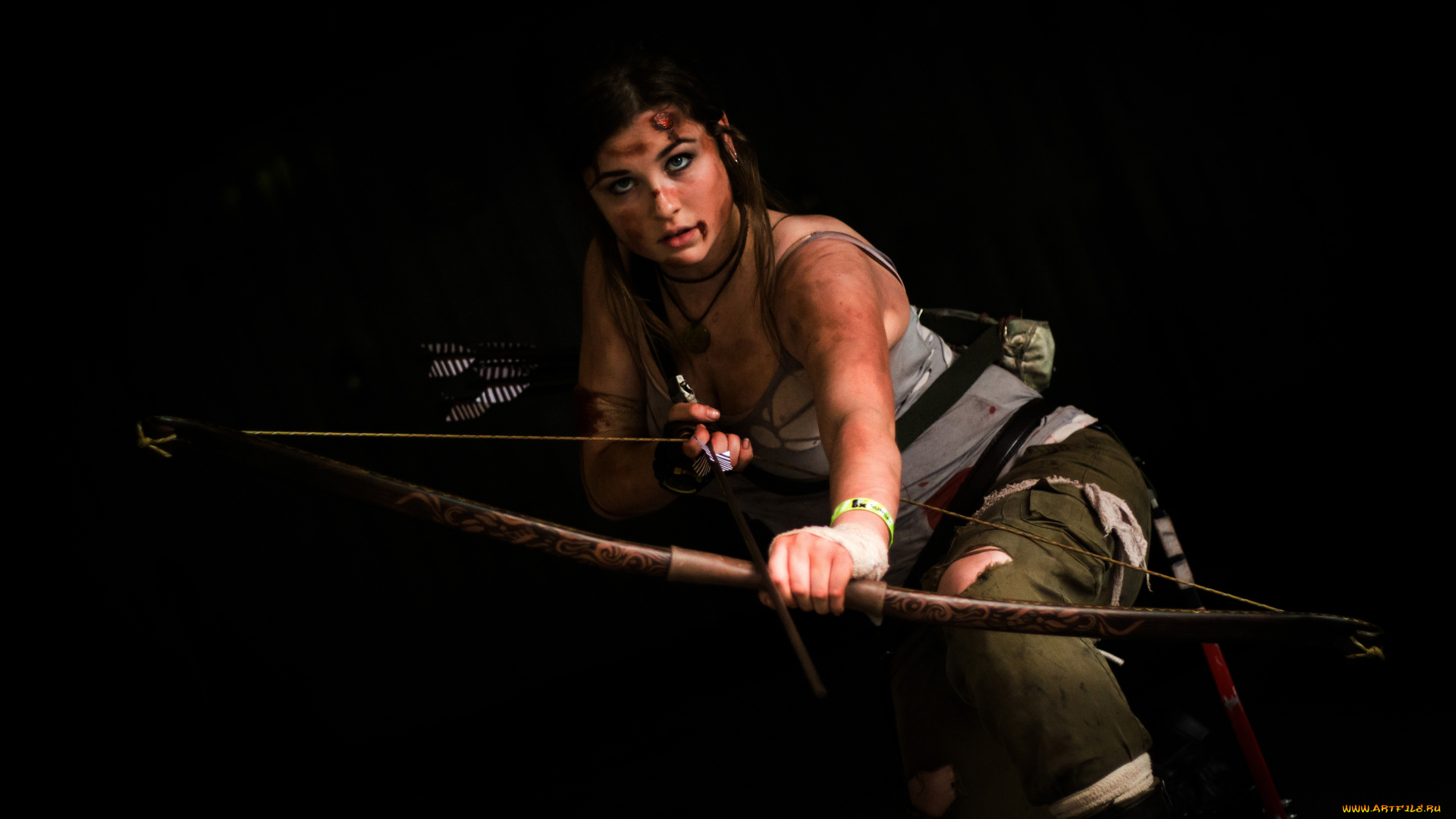 девушки, -unsort, , девушки, с, оружием, лук, взгляд, фон, девушка