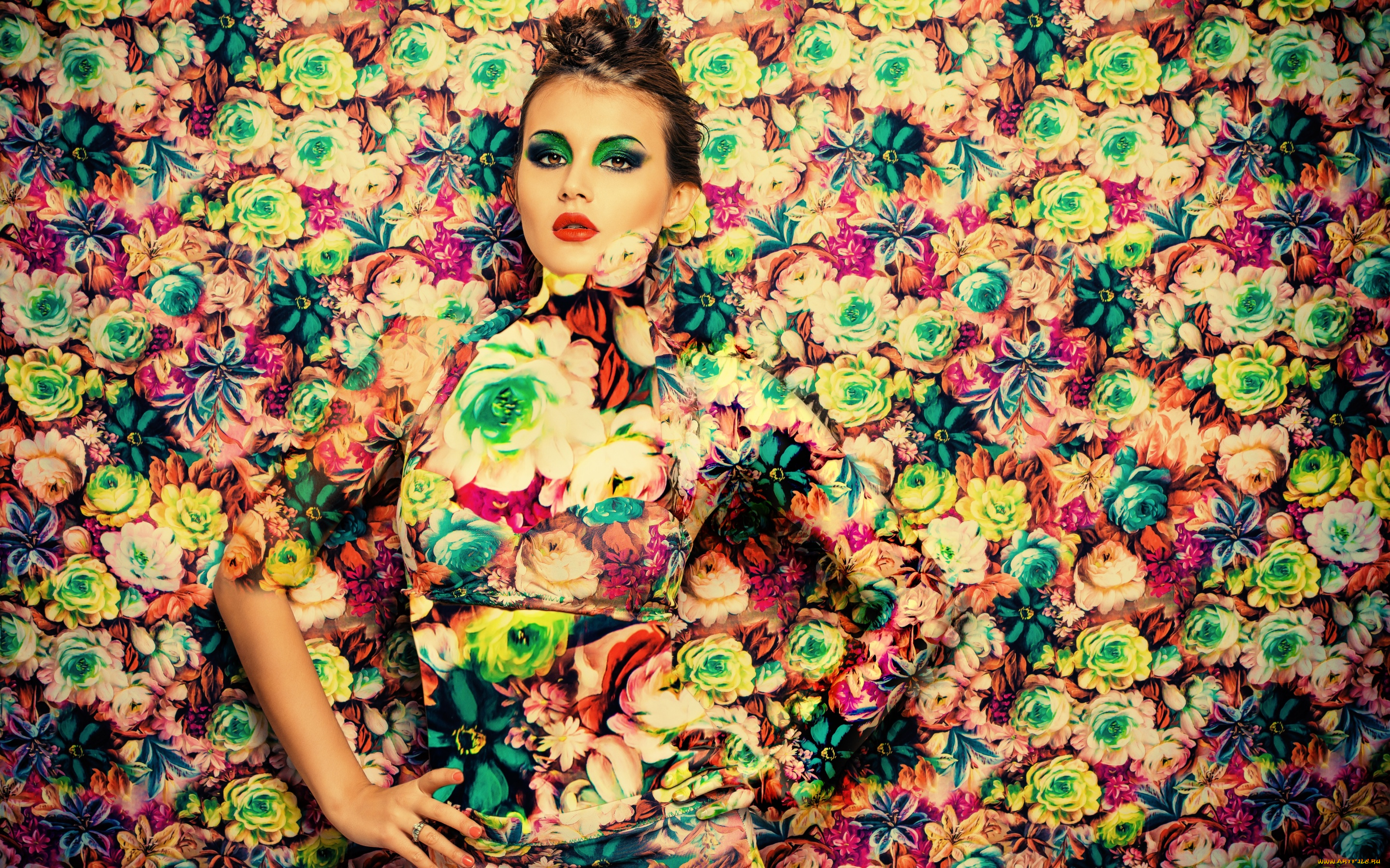 девушки, -unsort, , креатив, стиль, цветы, макияж, фотошоп, модель, девушка
