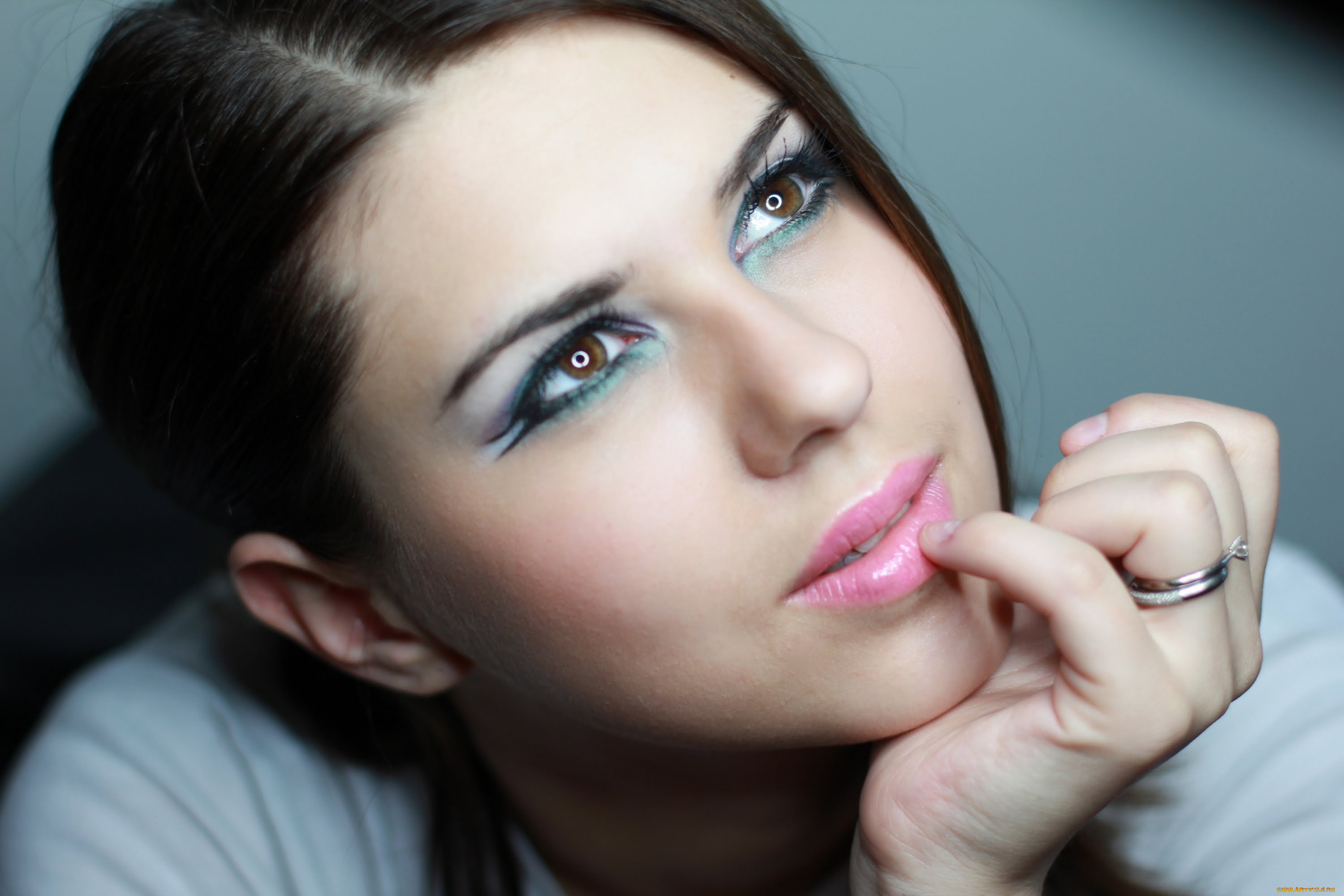 девушки, -unsort, , лица, , портреты, кольца, макияж, лицо, шатенка