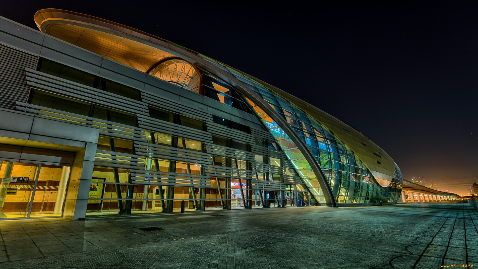 dubai, metro, station, города, дубай, , оаэ, ночь, огни