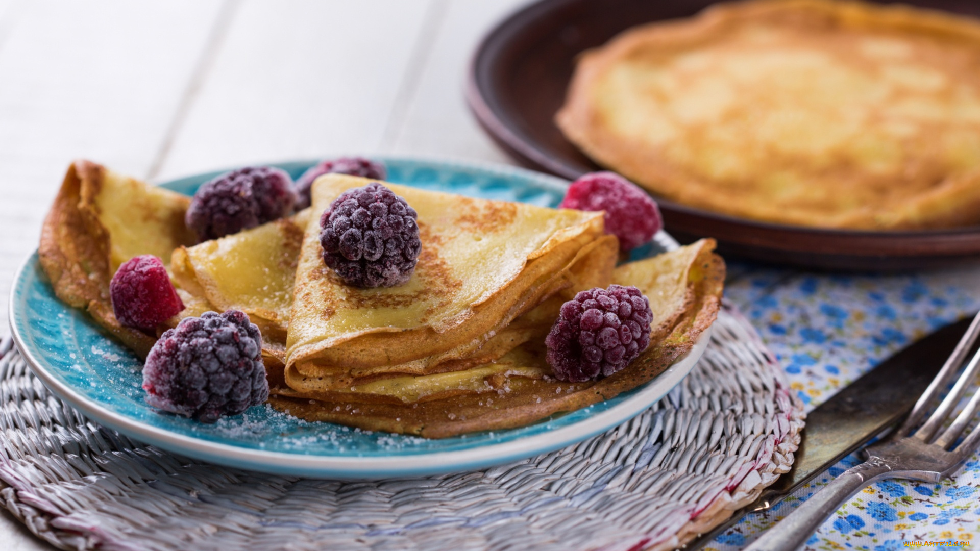 еда, блины, , оладьи, ягоды, блинчики, ежевика