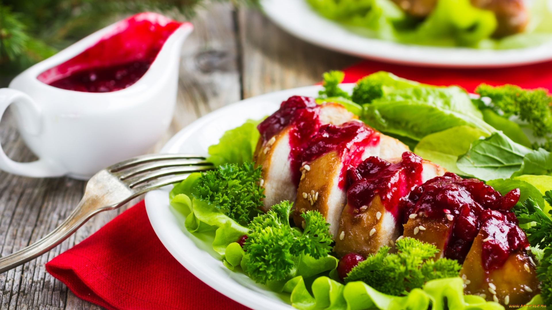 еда, мясные, блюда, салат, мясо, соус, индейка