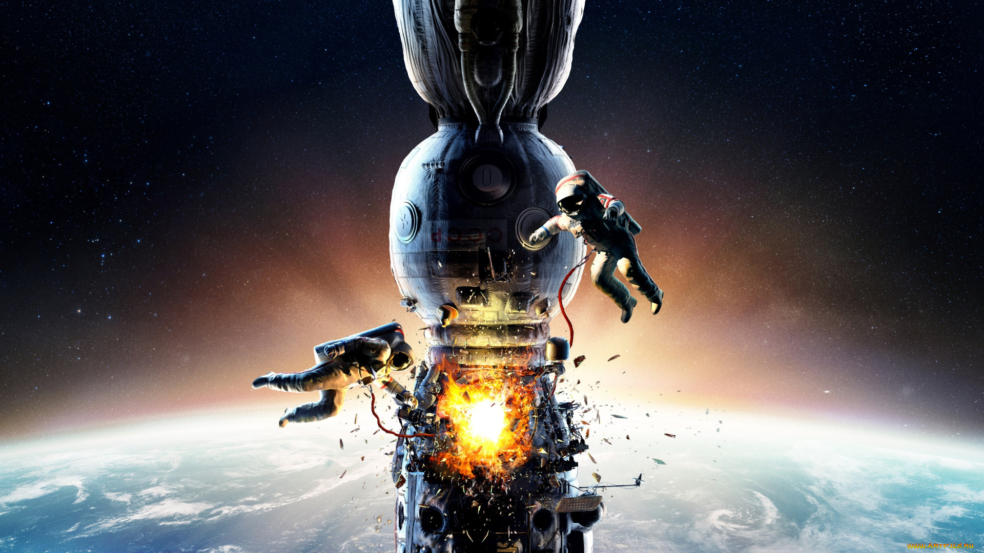 кино, фильмы, салют-7, космонавты, взрыв, фильм, космическая, станция, планета, скафандры, земля, осколки, космос, огонь, ссср, двое, звёзды, авария, постер