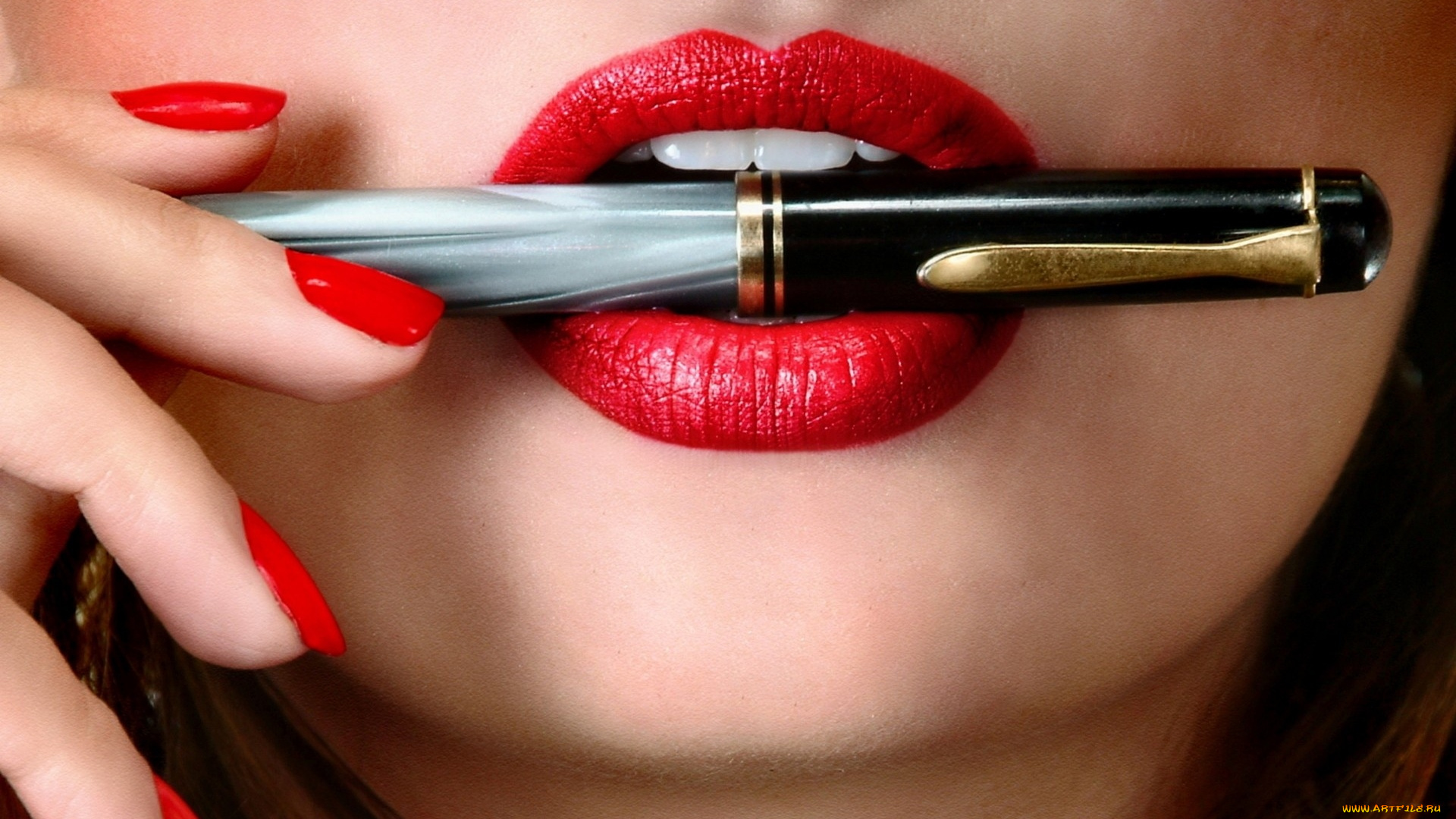 разное, губы, ручка