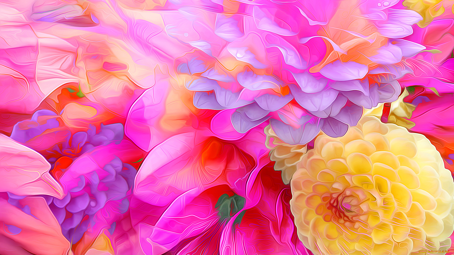 разное, компьютерный, дизайн, краски, линии, рендеринг, лепестки, бутон