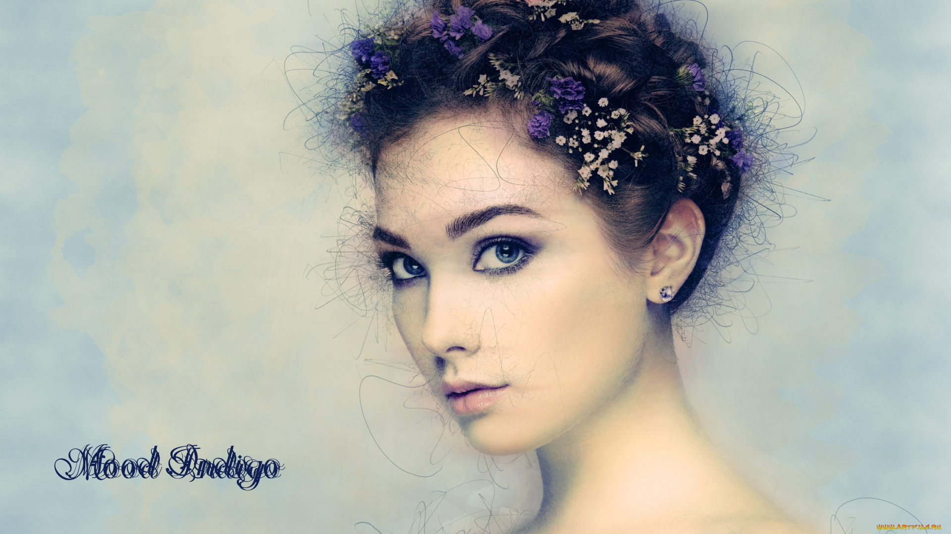 разное, компьютерный, дизайн, прическа, лицо, взгляд, девушка