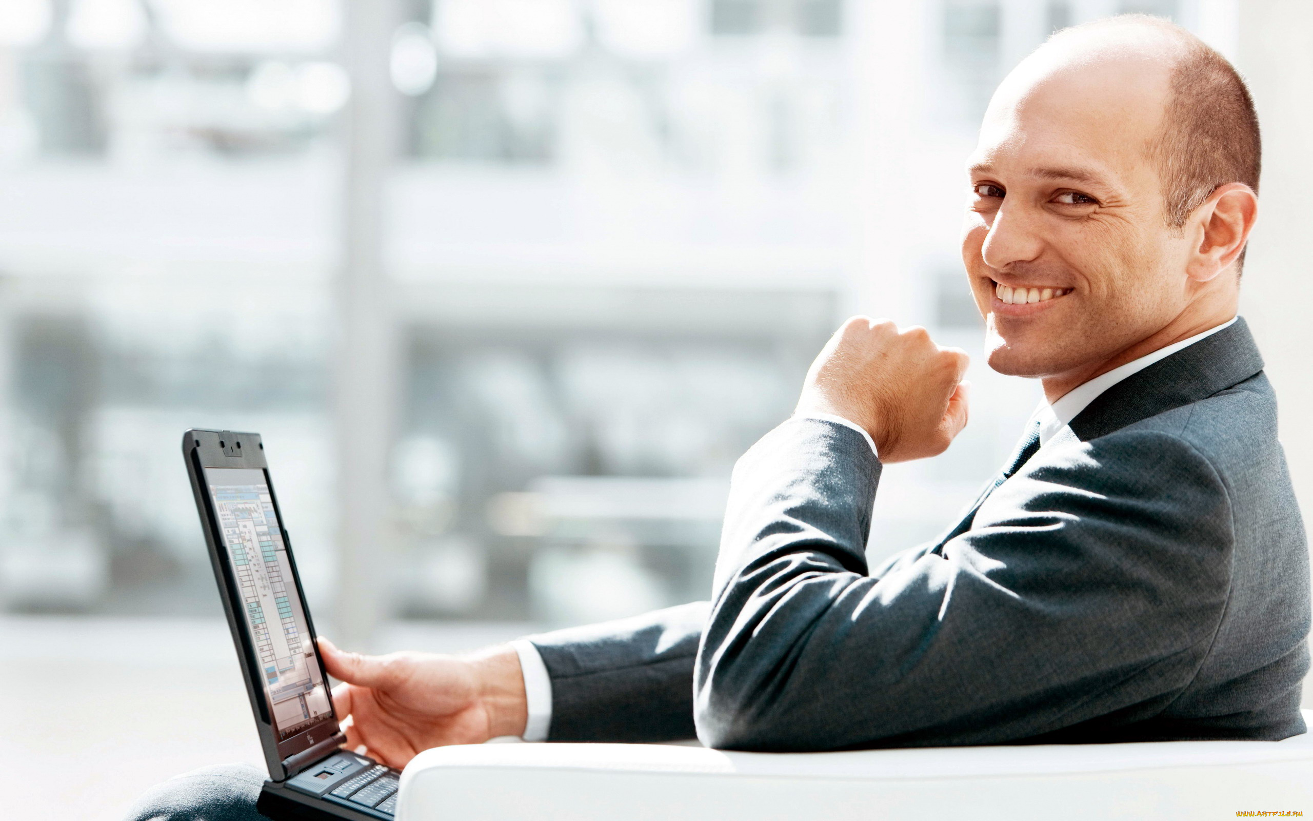 мужчины, -, unsort, ноутбук, улыбка