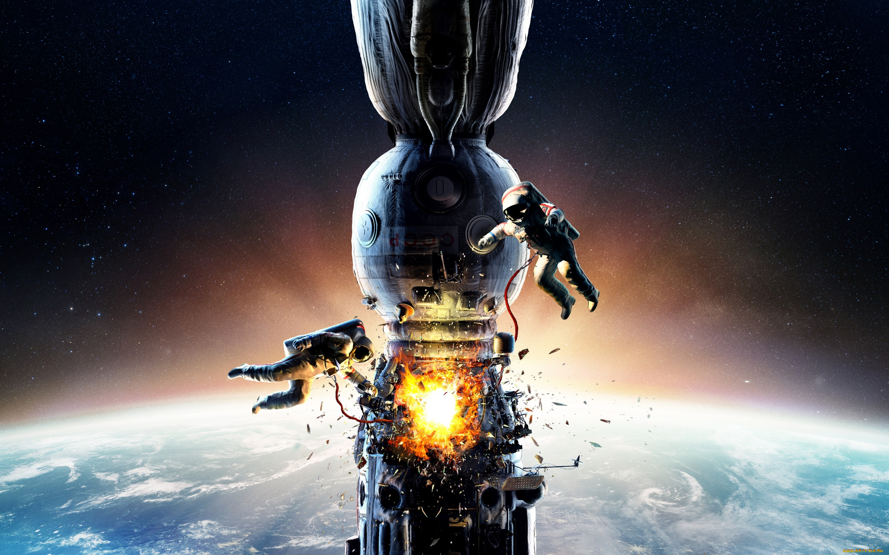 кино, фильмы, салют-7, космонавты, взрыв, фильм, космическая, станция, планета, скафандры, земля, осколки, космос, огонь, ссср, двое, звёзды, авария, постер