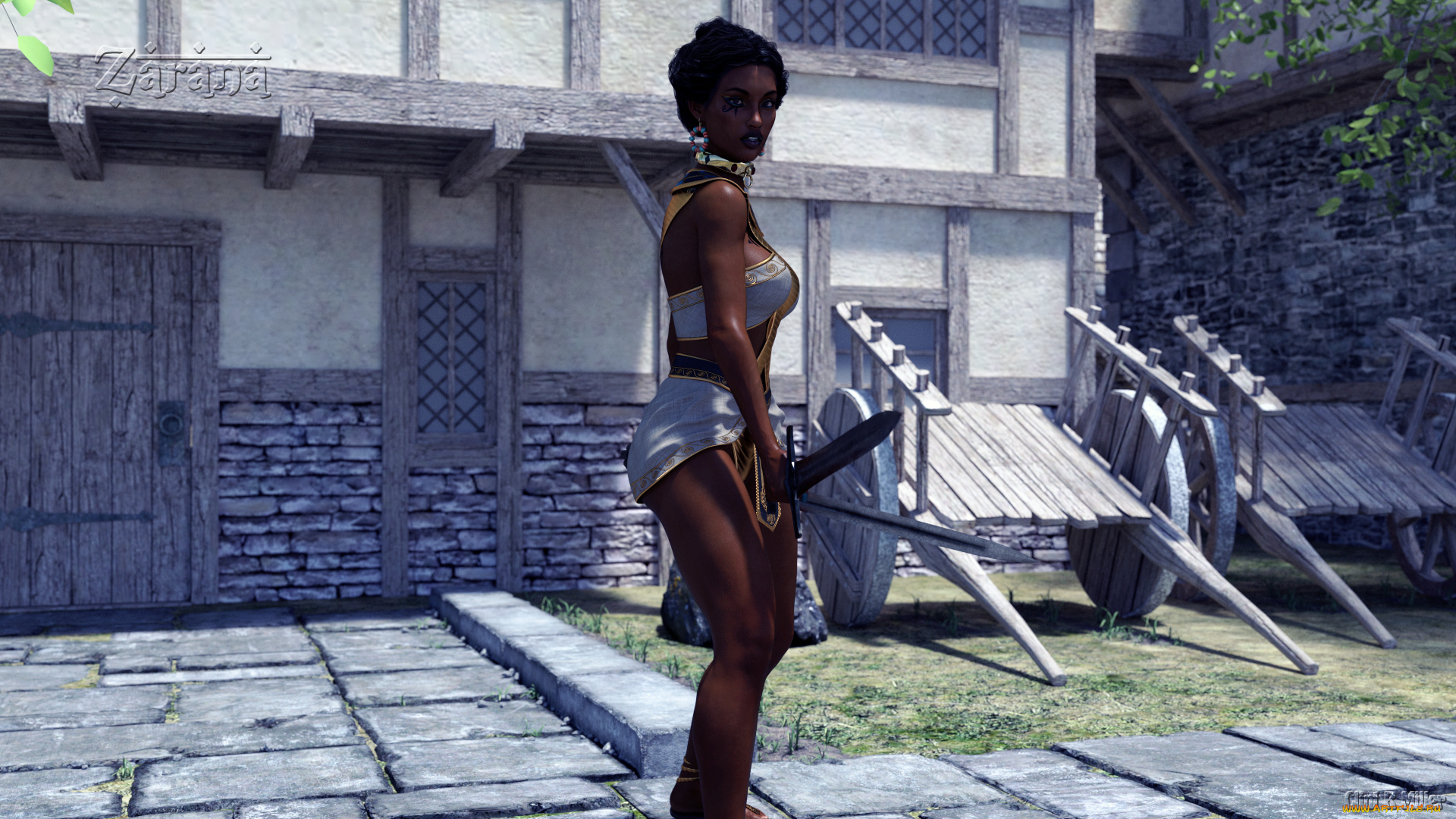 3д, графика, фантазия, , fantasy, девушка, фон, взгляд