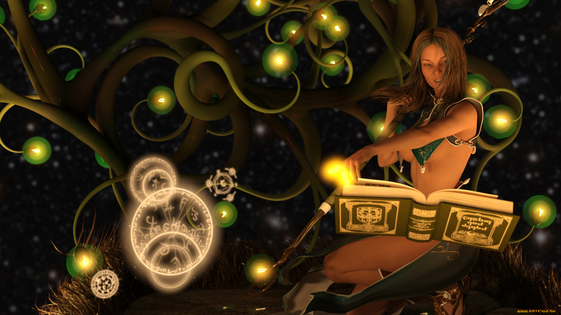 3д, графика, фантазия, , fantasy, фон, взгляд, девушка