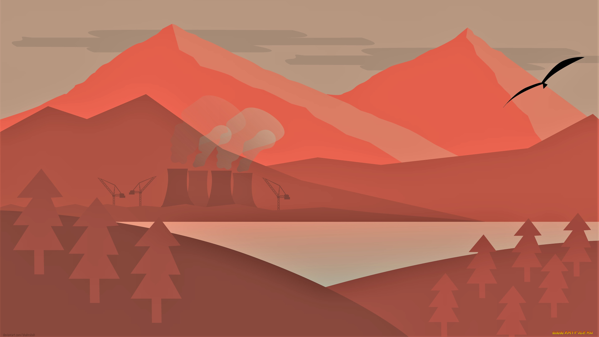 векторная, графика, природа, , nature, горы