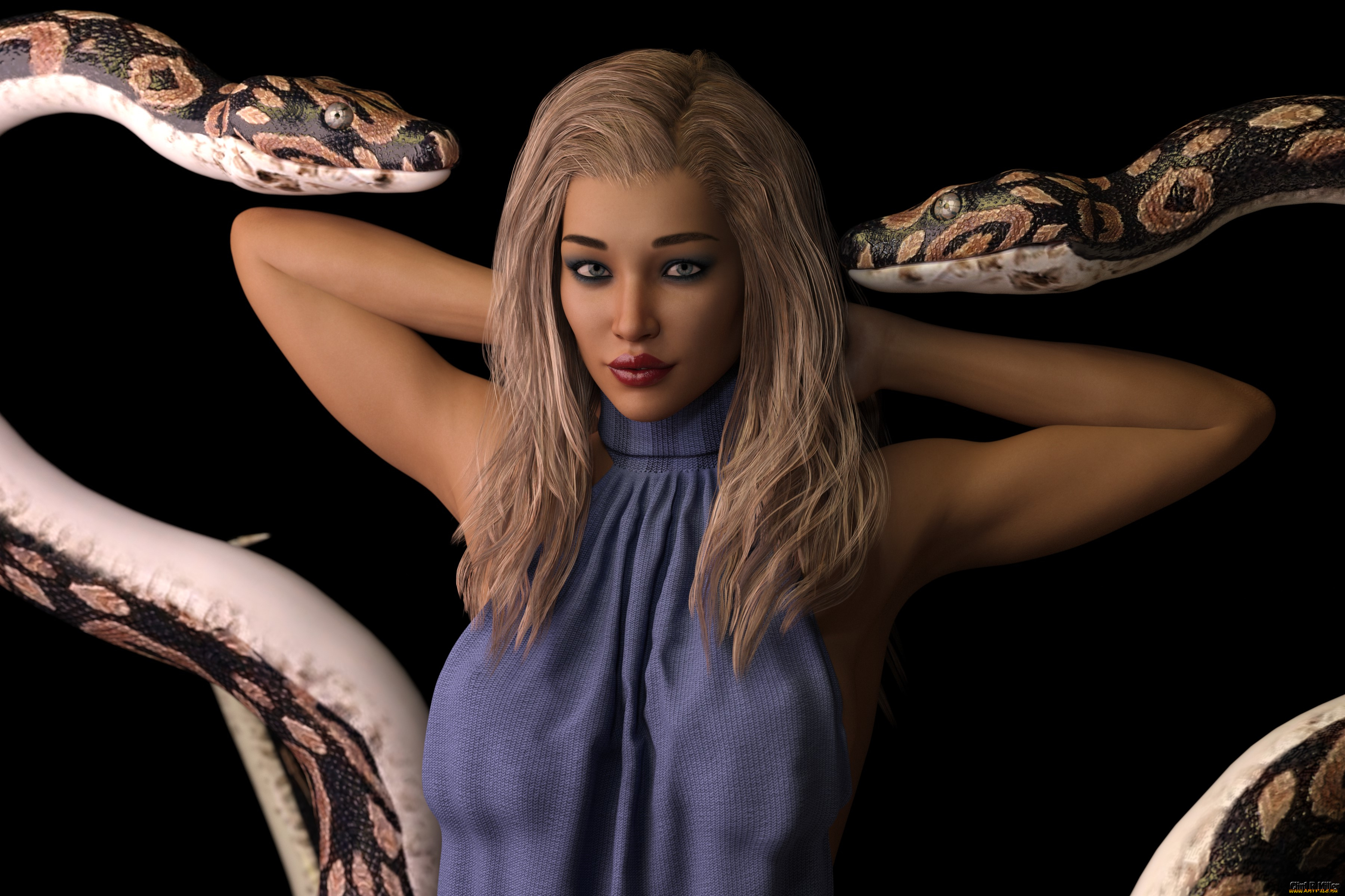 3д, графика, фантазия, , fantasy, фон, взгляд, девушка