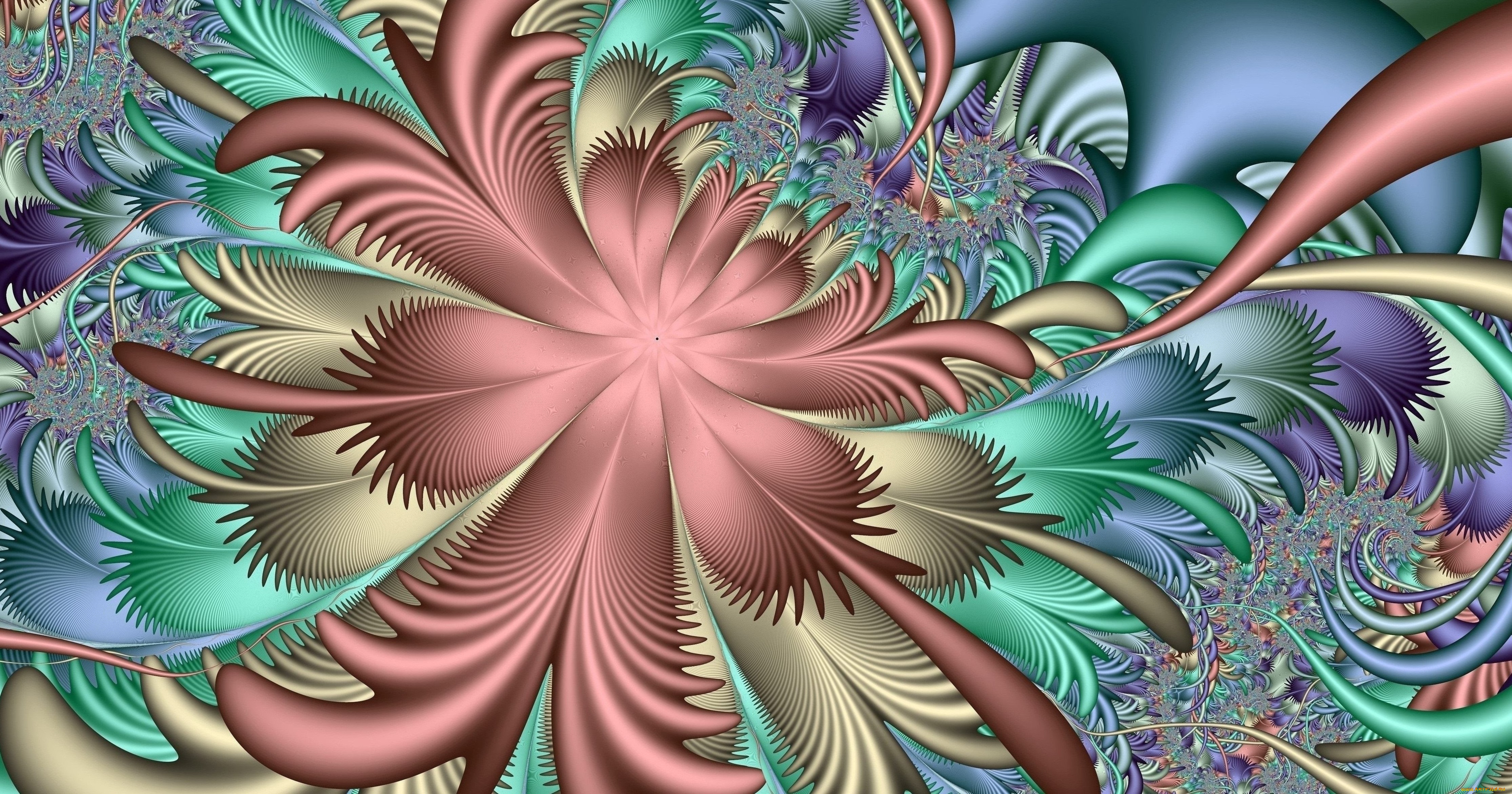 3д, графика, фракталы, , fractal, узор, цвет, фон