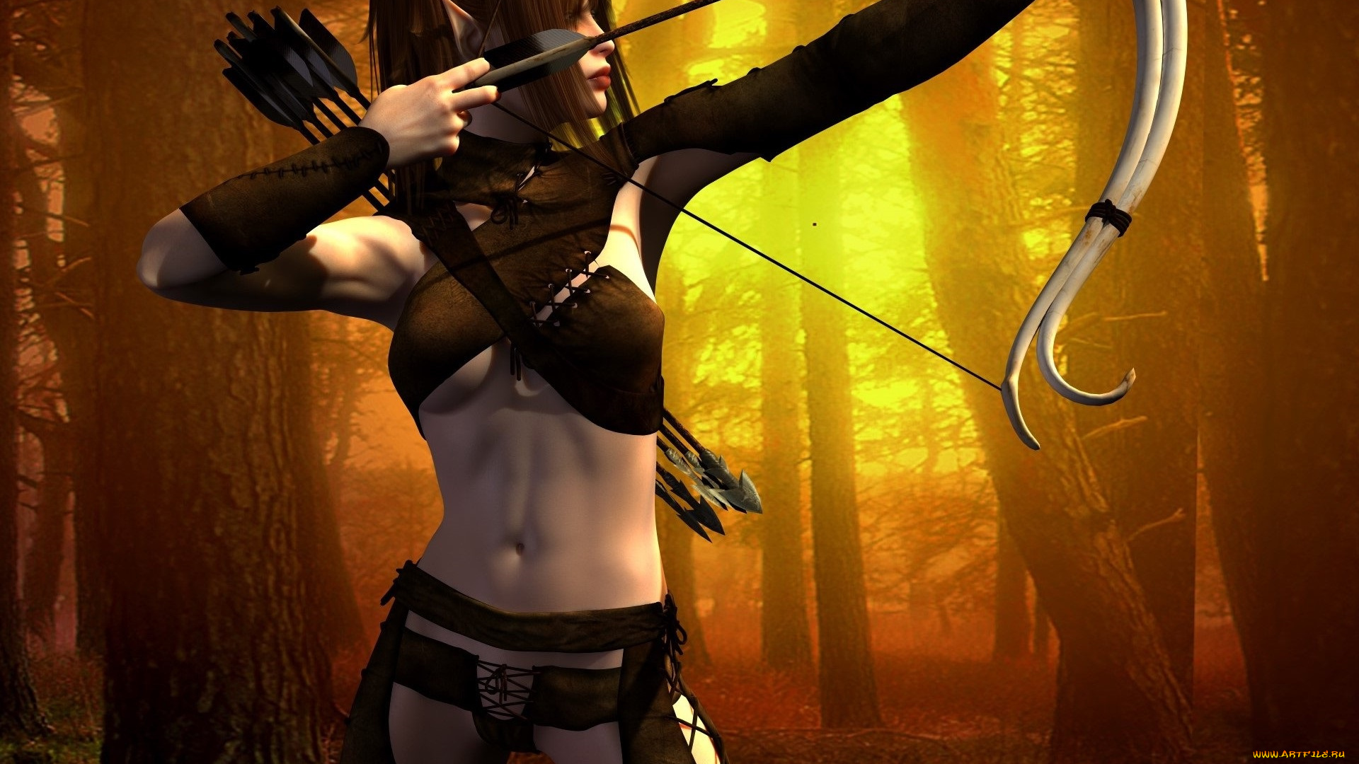 3д, графика, эльфы, , elves, эльфийка, взгляд, фон