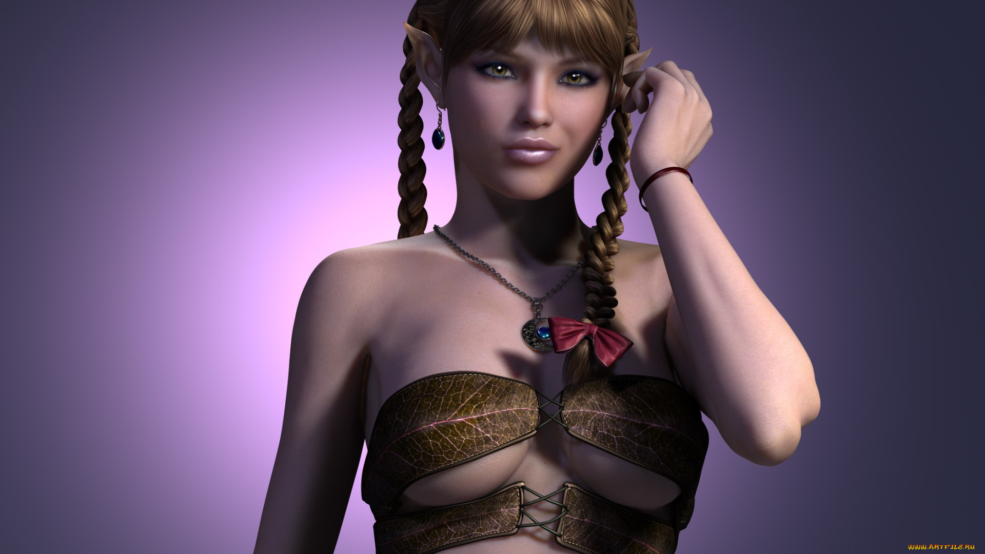 3д, графика, эльфы, , elves, эльфийка, взгляд, фон