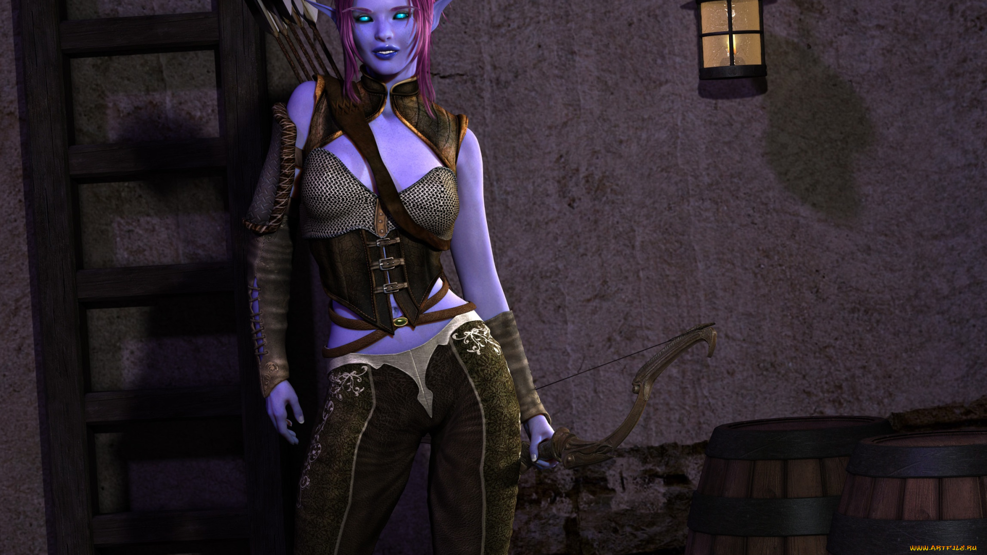 3д, графика, эльфы, , elves, фон, взгляд, эльфийка