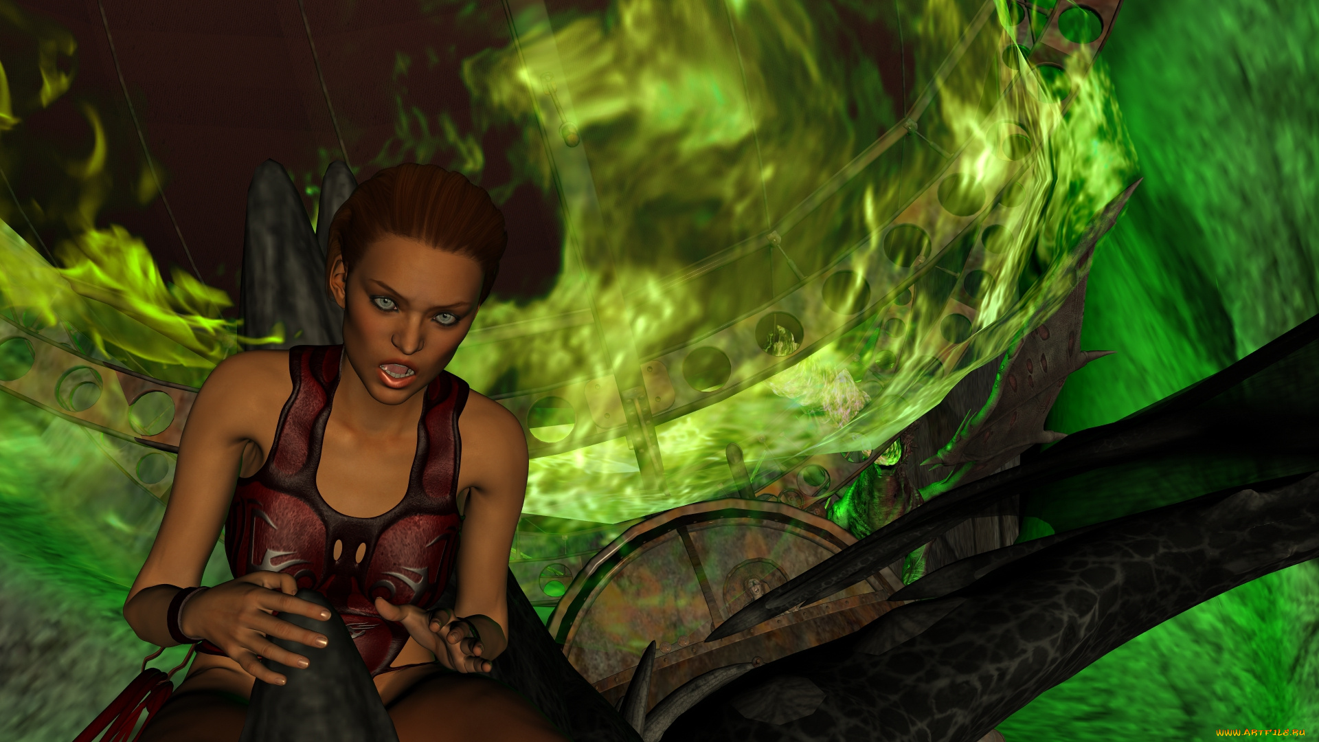 3д, графика, фантазия, , fantasy, девушка, взгляд, фон