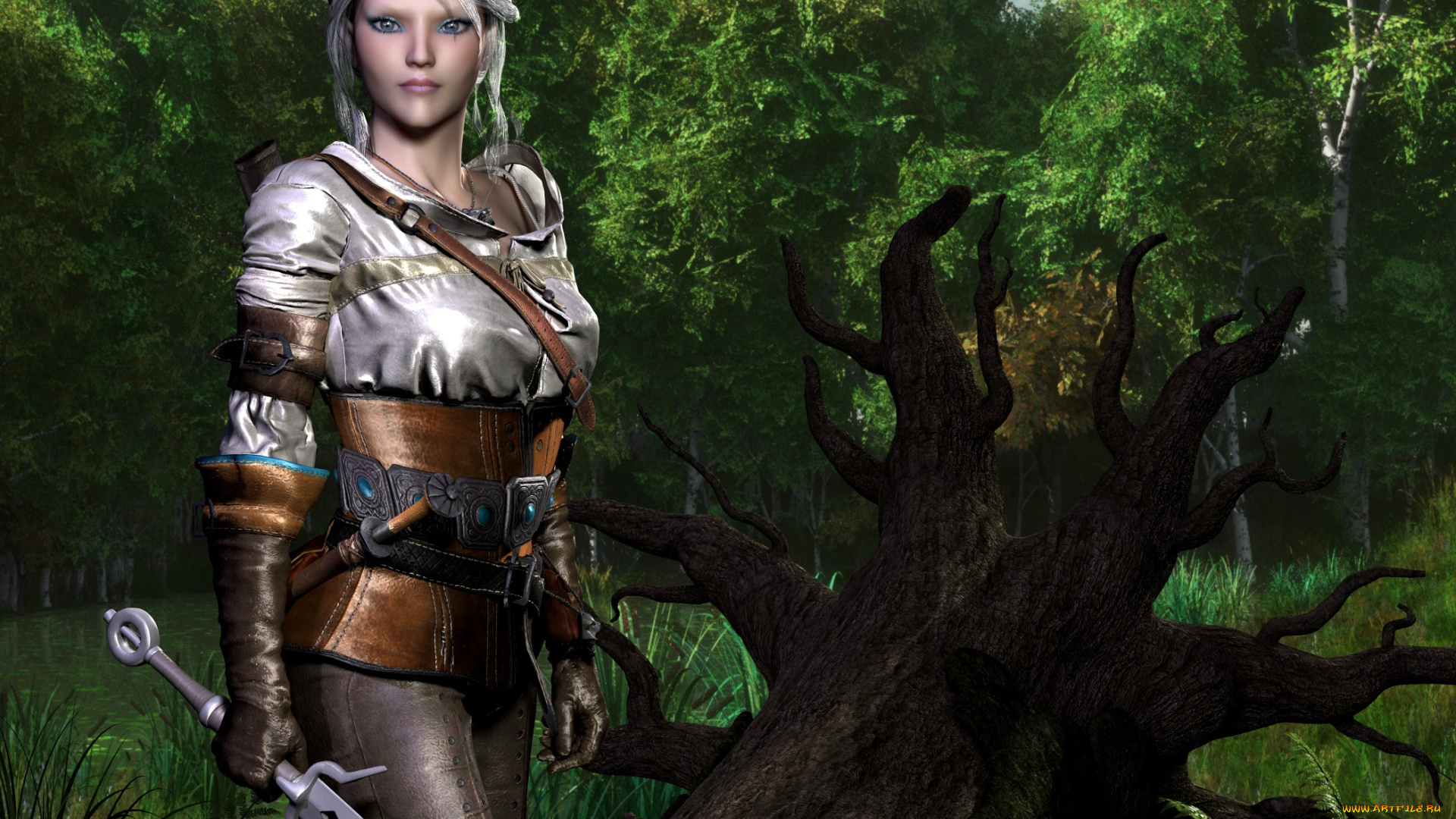 3д, графика, фантазия, , fantasy, девушка, взгляд, фон