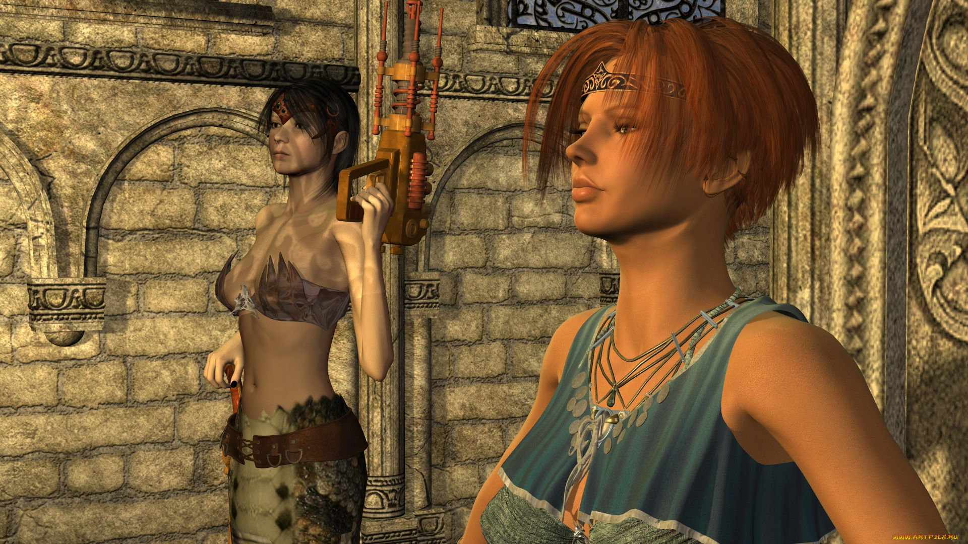 3д, графика, фантазия, , fantasy, фон, взгляд, девушки