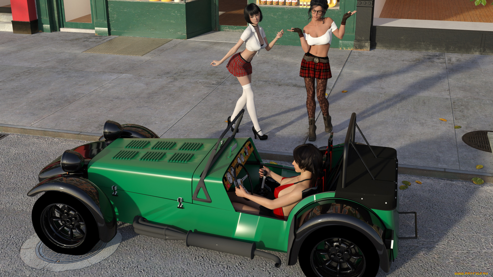 3д, графика, люди-авто, мото, , people-, car, , , moto, фон, взгляд, девушки