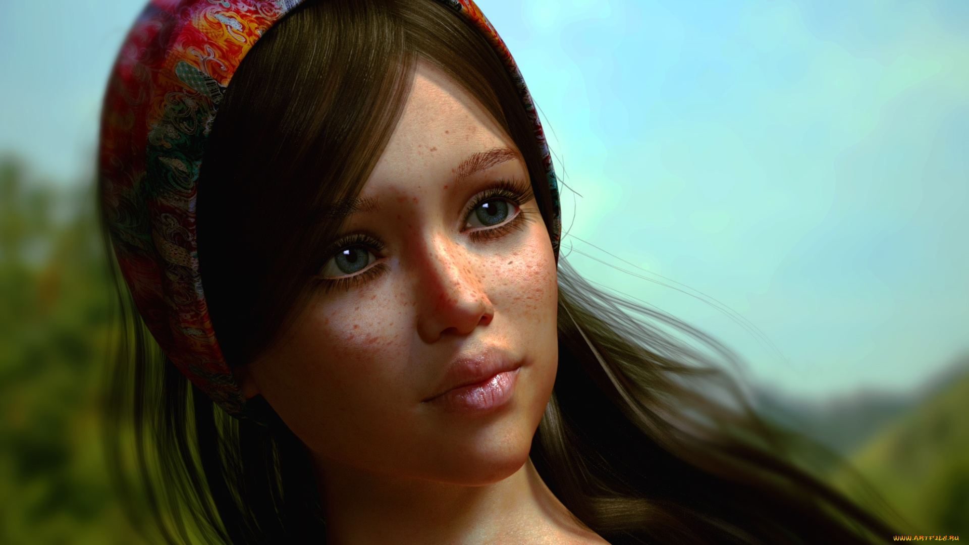 3д, графика, портрет, , portraits, взгляд, девушка, фон