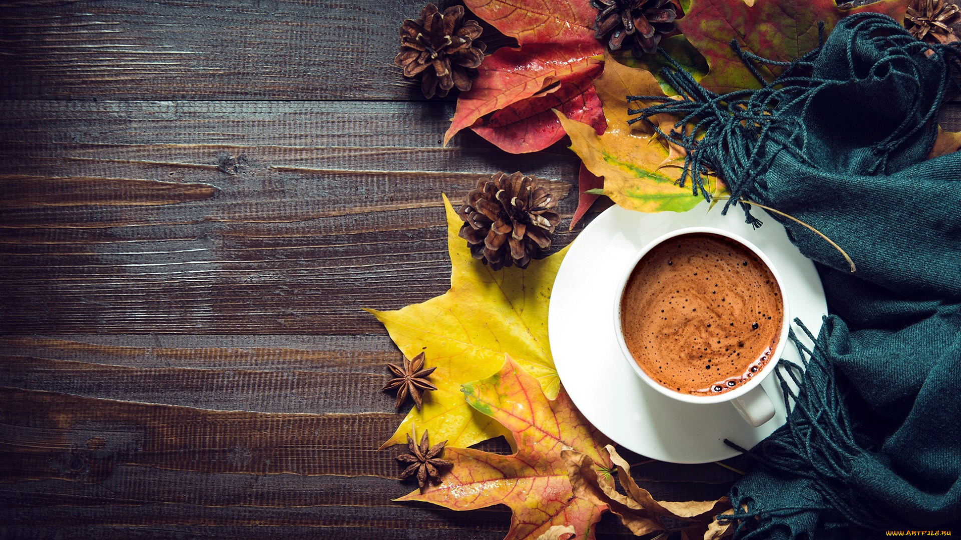 еда, кофе, , кофейные, зёрна, шишки, листья, осень