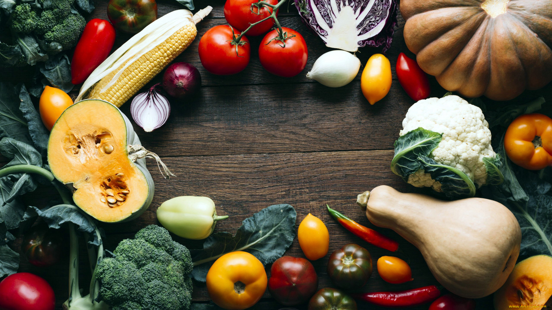 еда, овощи, помидоры, капуста, тыква, ассорти, кукуруза