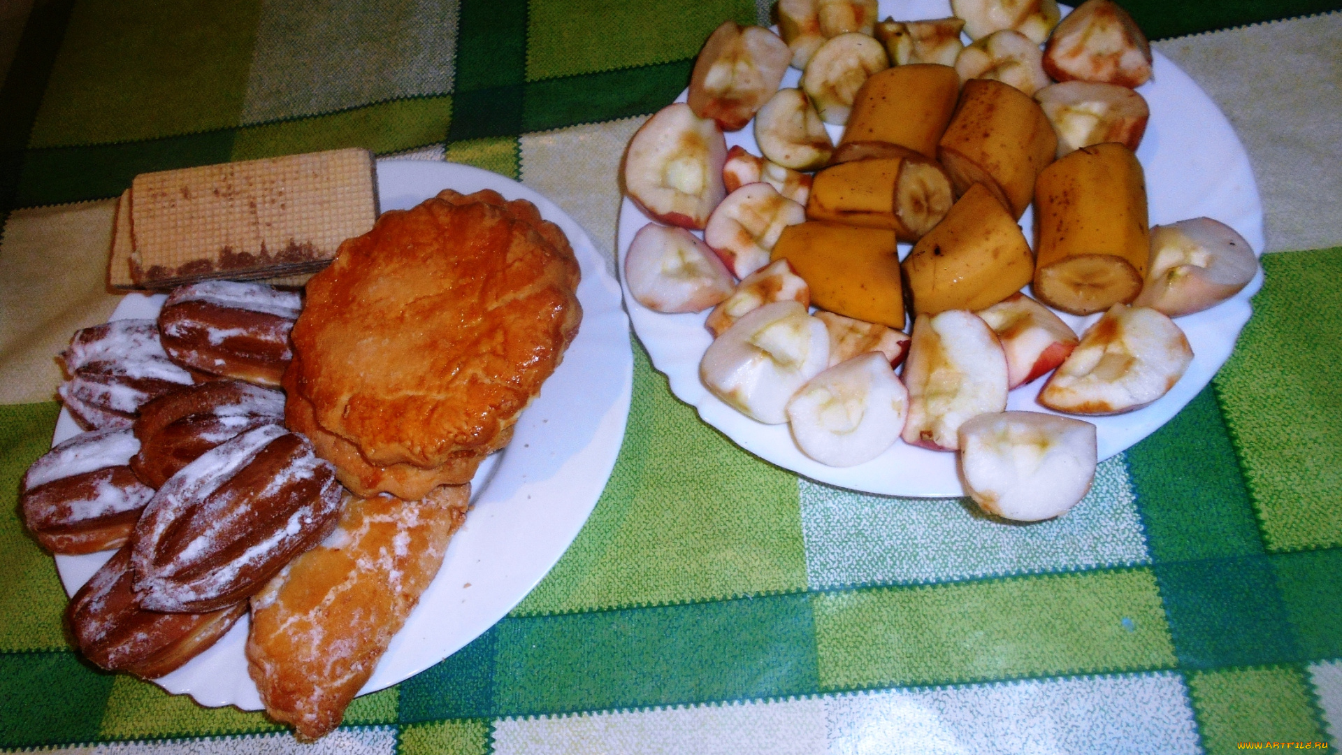 еда, пирожные, , кексы, , печенье, бананы, яблоки, вафли, печенье