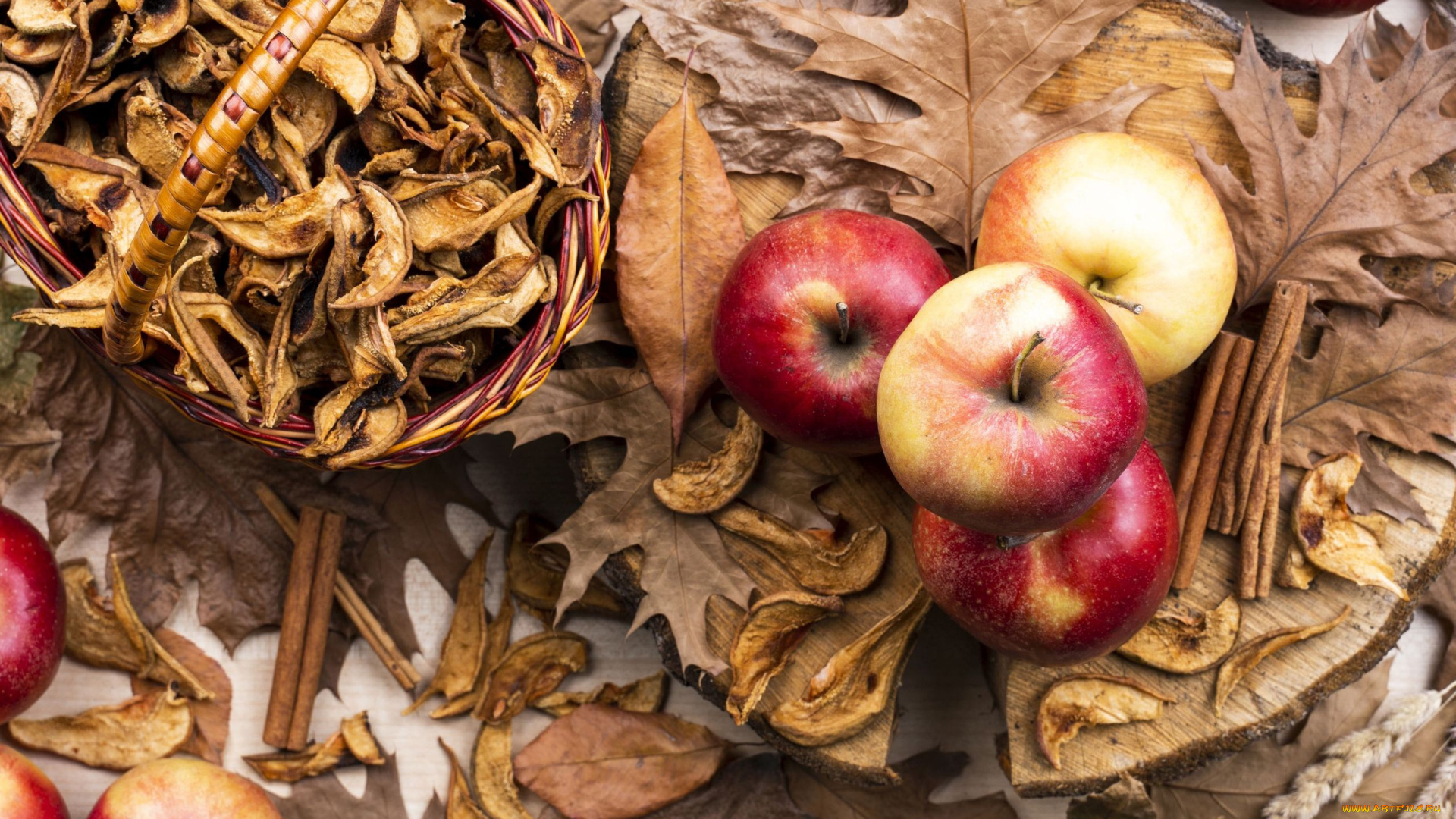 еда, яблоки, сушеные, свежие
