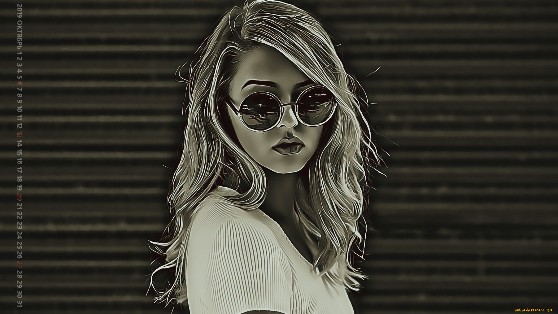 календари, компьютерный, дизайн, девушка, очки, женщина, calendar, 2019