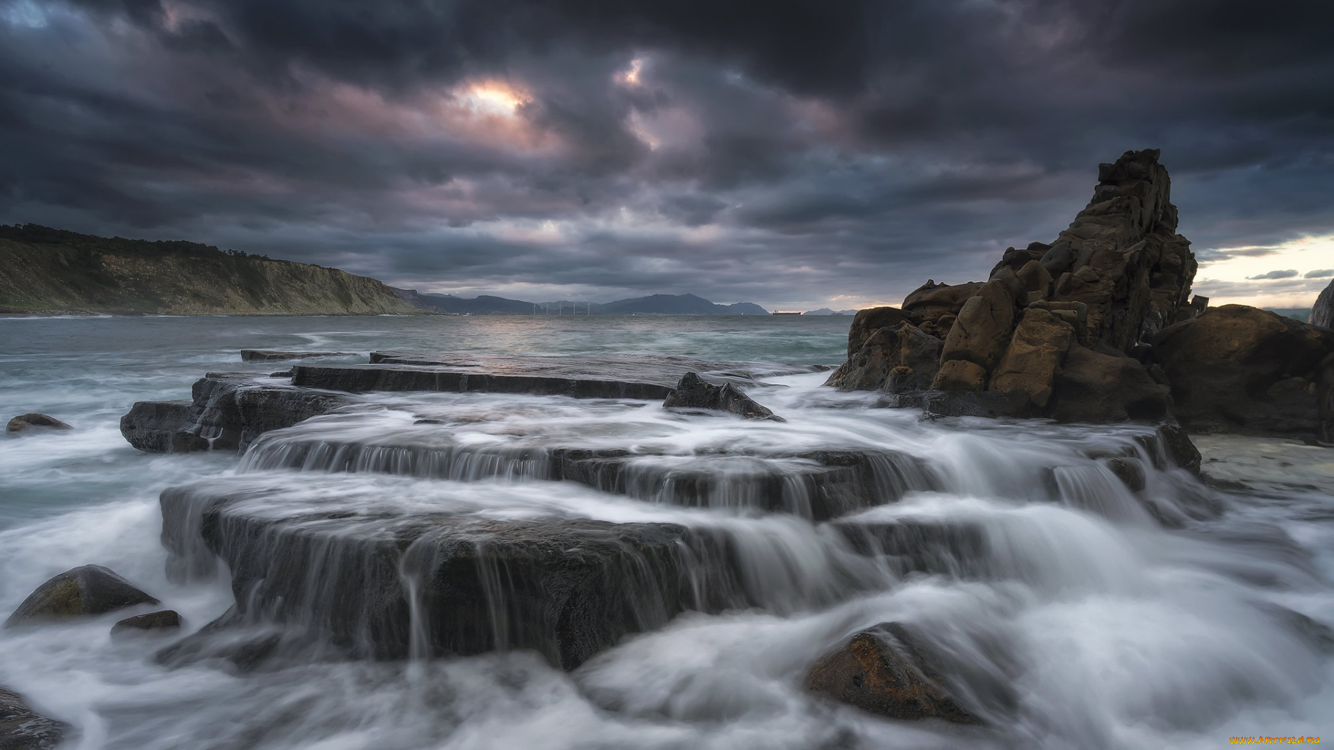 природа, побережье, простор